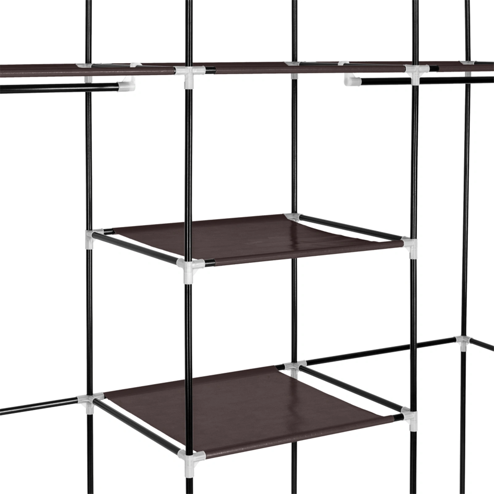 69" Portable Clothes Closet Non-Woven Fabric Wardrobe Double Rod Storage Organizer - Dark Brown view 3