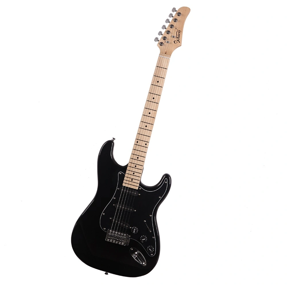 GST Electric Guitar Kit with Black Pickguard Full Bundle Player Package in Glossy Black view 2