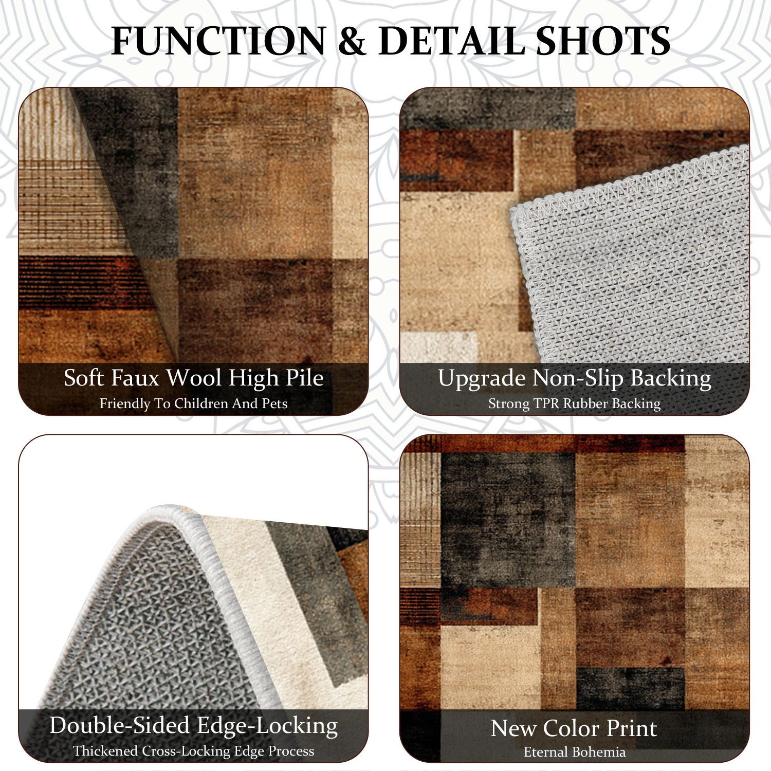Three-piece kitchen rug set, non-slip and washable, abstract pattern kitchen hallway rug, soft and comfortable, suitable for sinks, floors, entrances, hallways and bathrooms. view 5