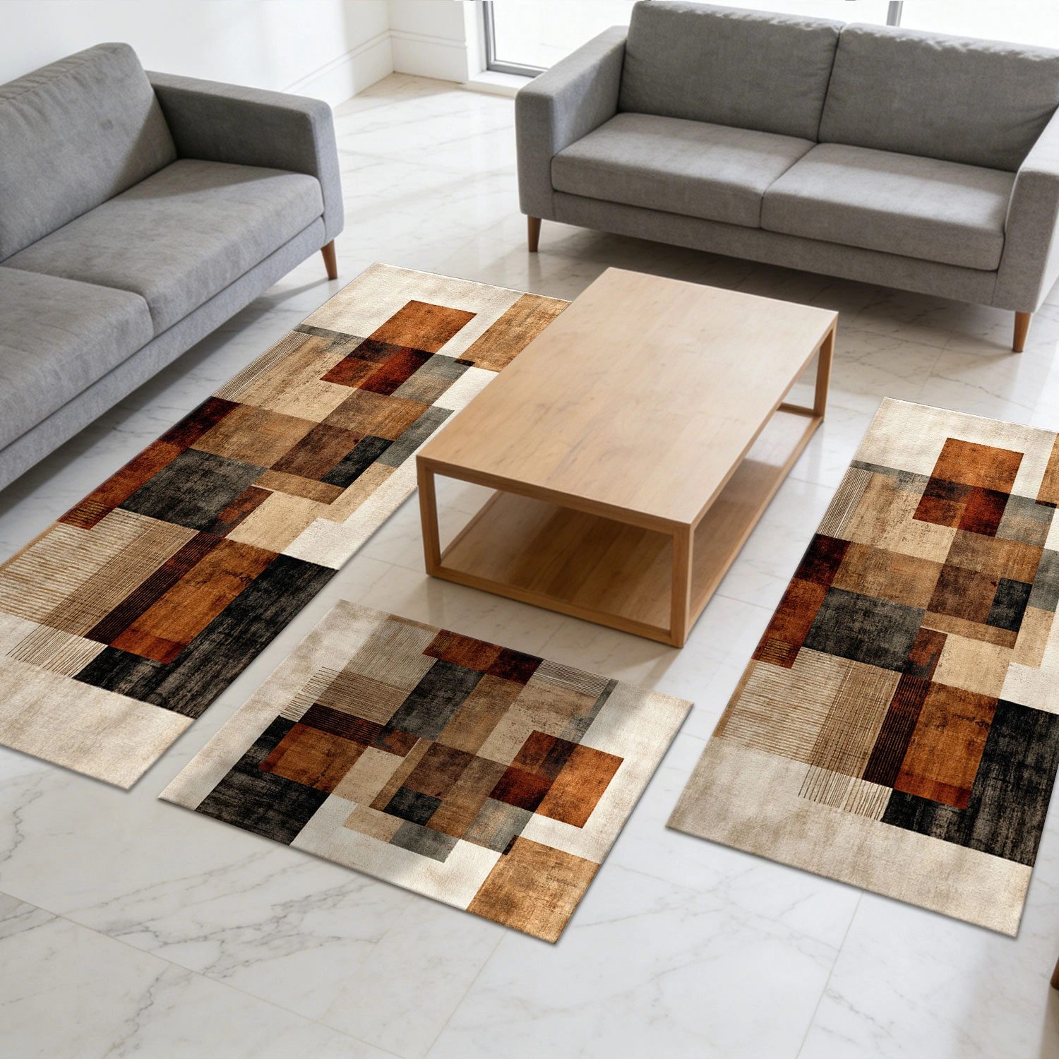 Three-piece kitchen rug set, non-slip and washable, abstract pattern kitchen hallway rug, soft and comfortable, suitable for sinks, floors, entrances, hallways and bathrooms. view 8