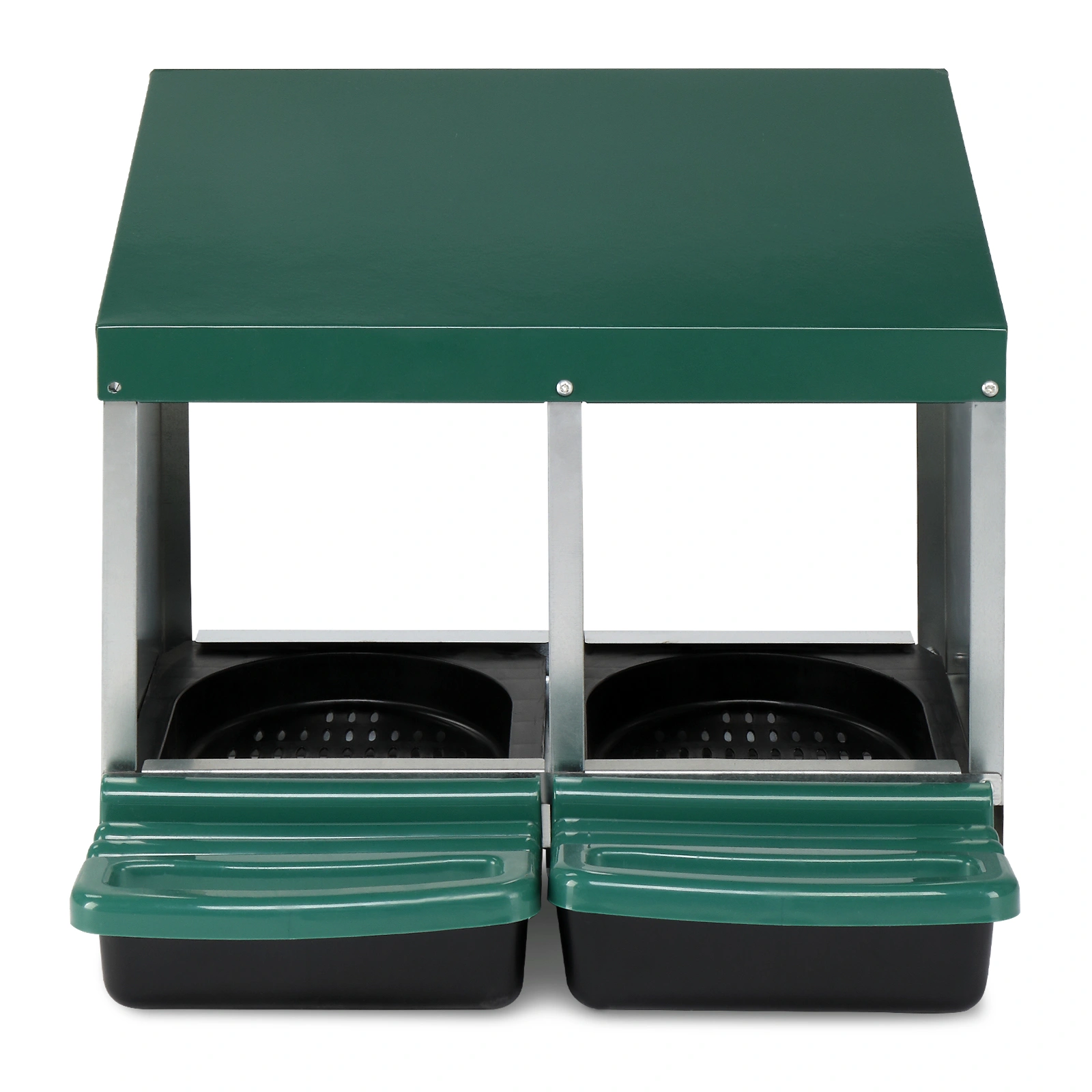 2 Compartment Roll Out Chicken Nesting Box with Plastic Basket, Egg Nest Box Chicken Laying Box Hens Chicken Coop Box, Green view 5