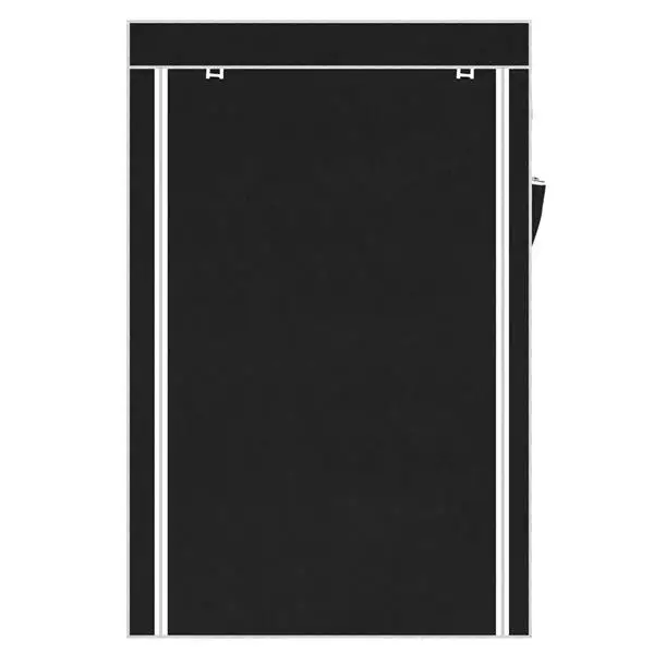 64" Portable Closet Storage Organizer Wardrobe Clothes Rack with Shelves Black view 5