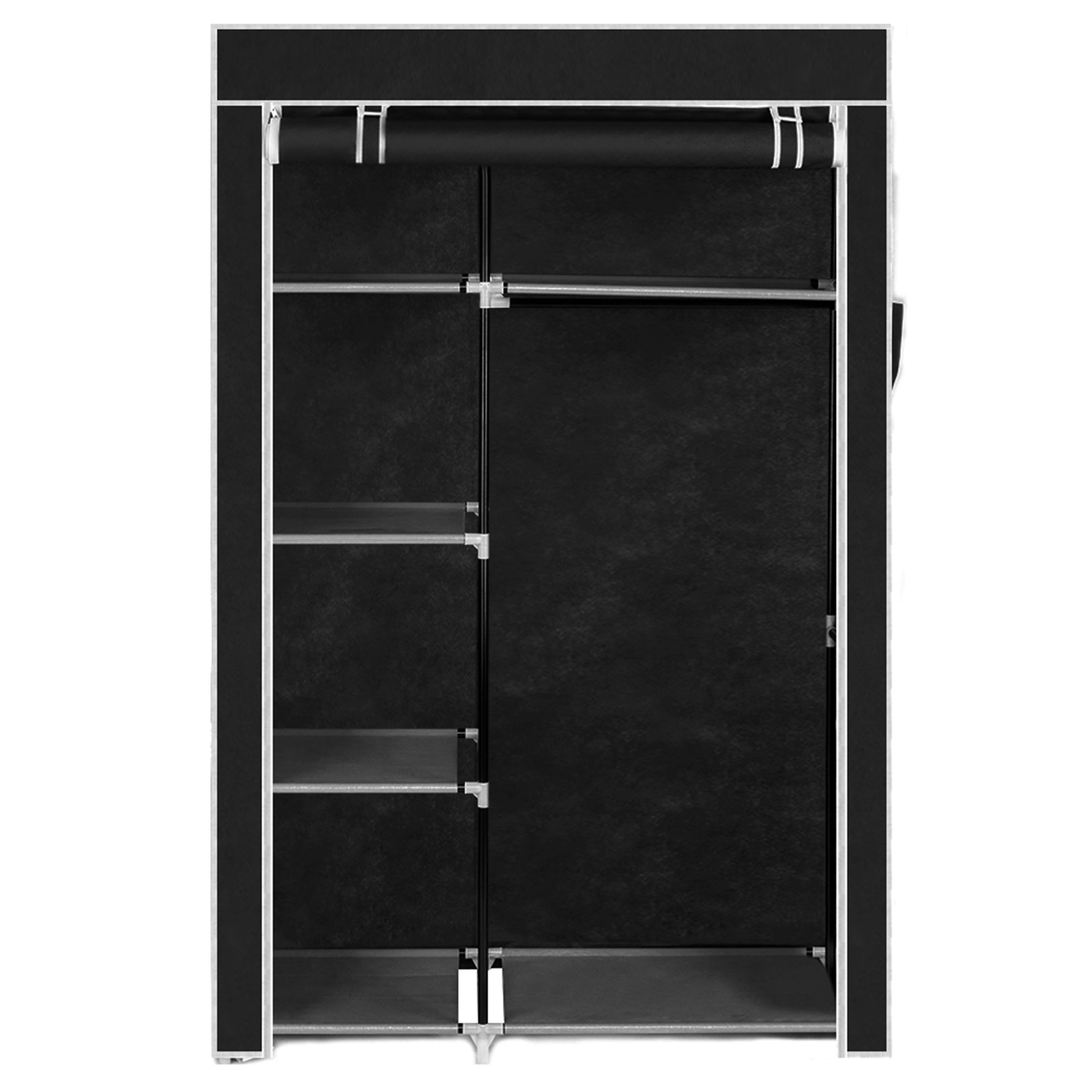 64" Portable Closet Storage Organizer Wardrobe Clothes Rack with Shelves Black view 7