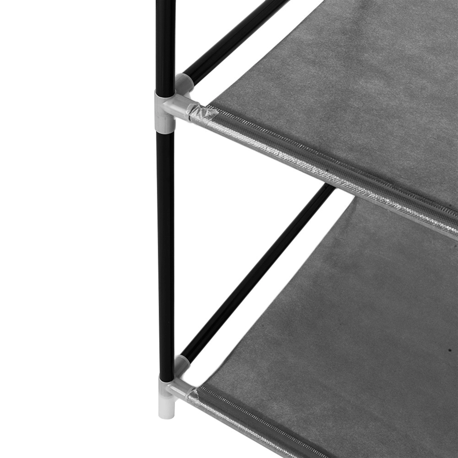 64" Portable Closet Storage Organizer Wardrobe Clothes Rack with Shelves Black view 8
