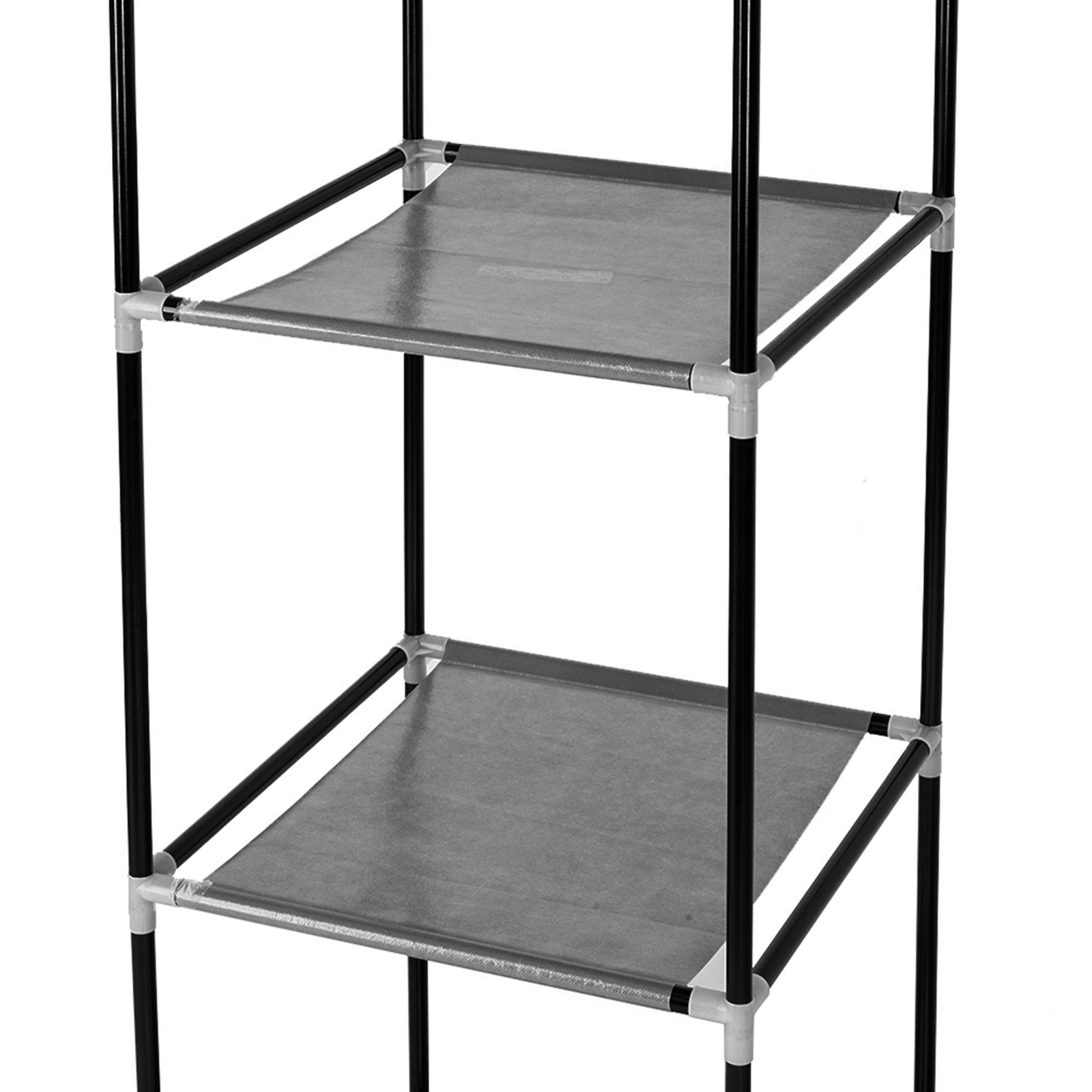 64" Portable Closet Storage Organizer Wardrobe Clothes Rack with Shelves Black view 9