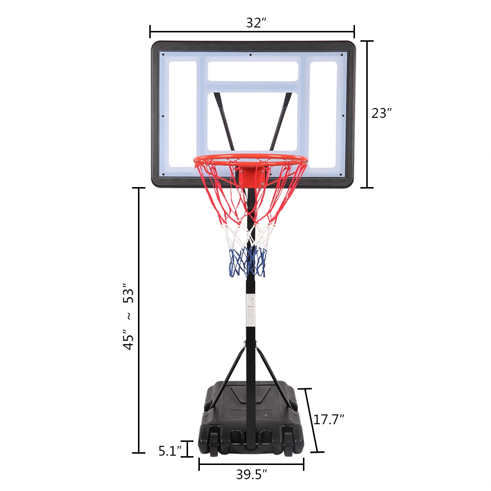 HY-B064S Portable Movable Swimming Pool PVC Transparent Backboard Basketball Stand (Basket Adjustment Height 1.15m-1.35m) Maximum Applicable For 7 # Ball view 2