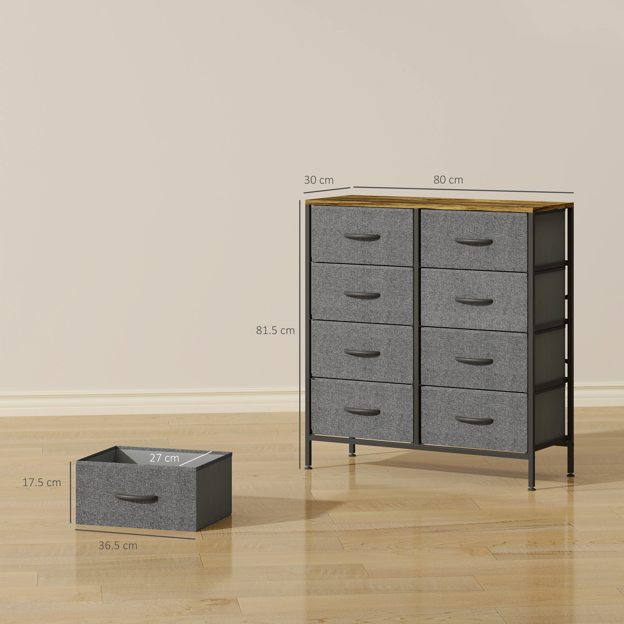 Wooden Storage Chest with Drawers - Multi-Layer Organizer Cabinet for Bedroom, Living Room & Hallway view 3