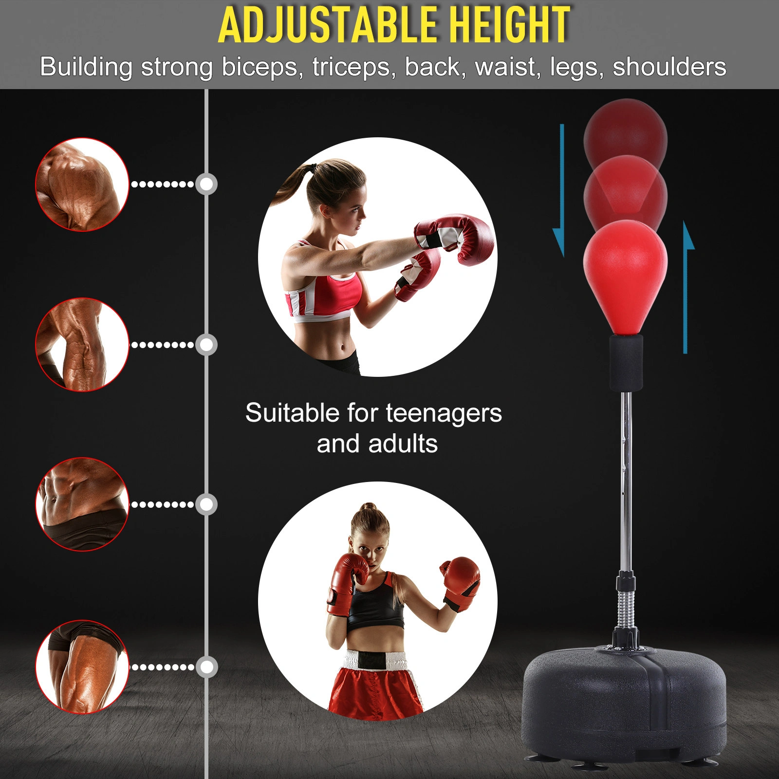 Heavy Duty Boxing Bag for Home Gym, Portable Punching Bag with Wall Mount Hardware, Black view 3