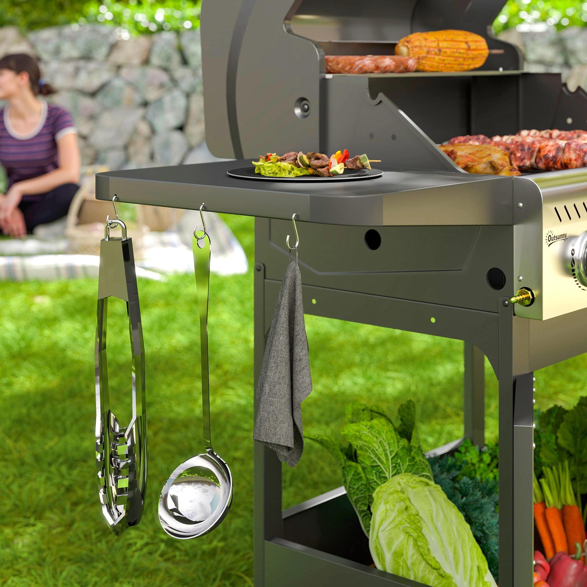 Portable Charcoal Grill, BBQ Grill for Outdoor Camping, Portable Charcoal Barbecue Grill with Handle for Backyard Picnic view 4