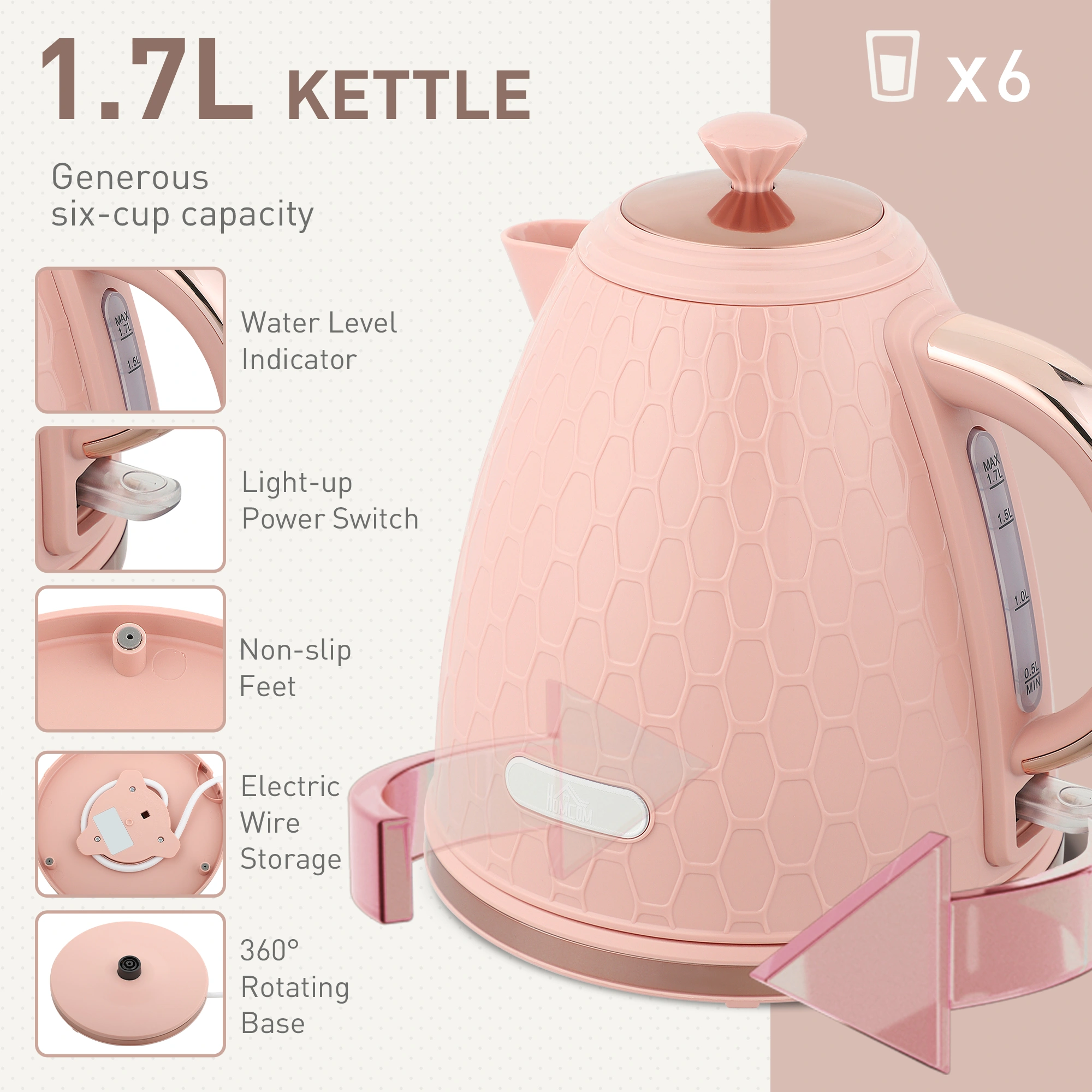 Modern Kettle and Toaster Set - 2 Piece Stainless Steel Countertop Appliance Combo for Kitchen view 3