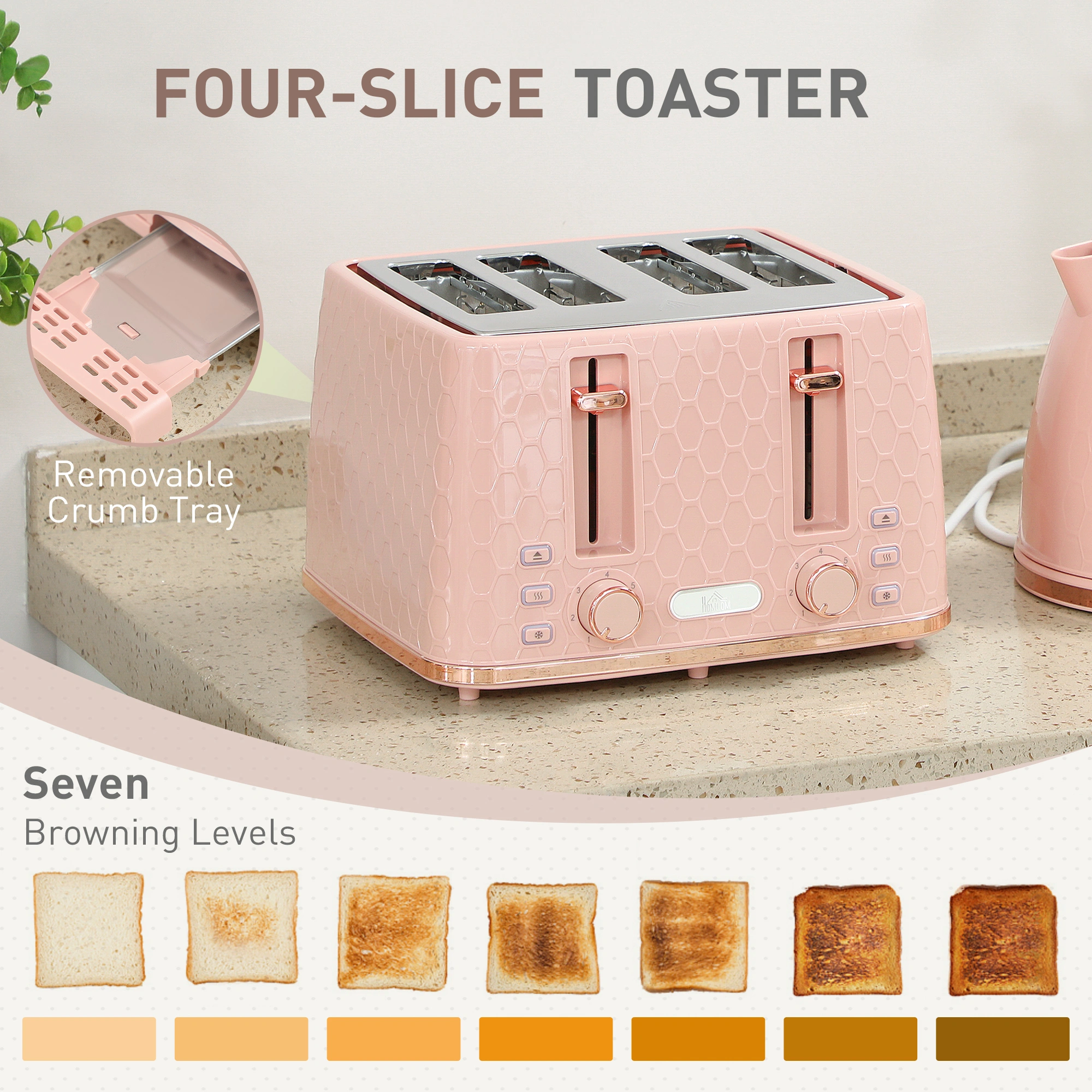 Modern Kettle and Toaster Set - 2 Piece Stainless Steel Countertop Appliance Combo for Kitchen view 5