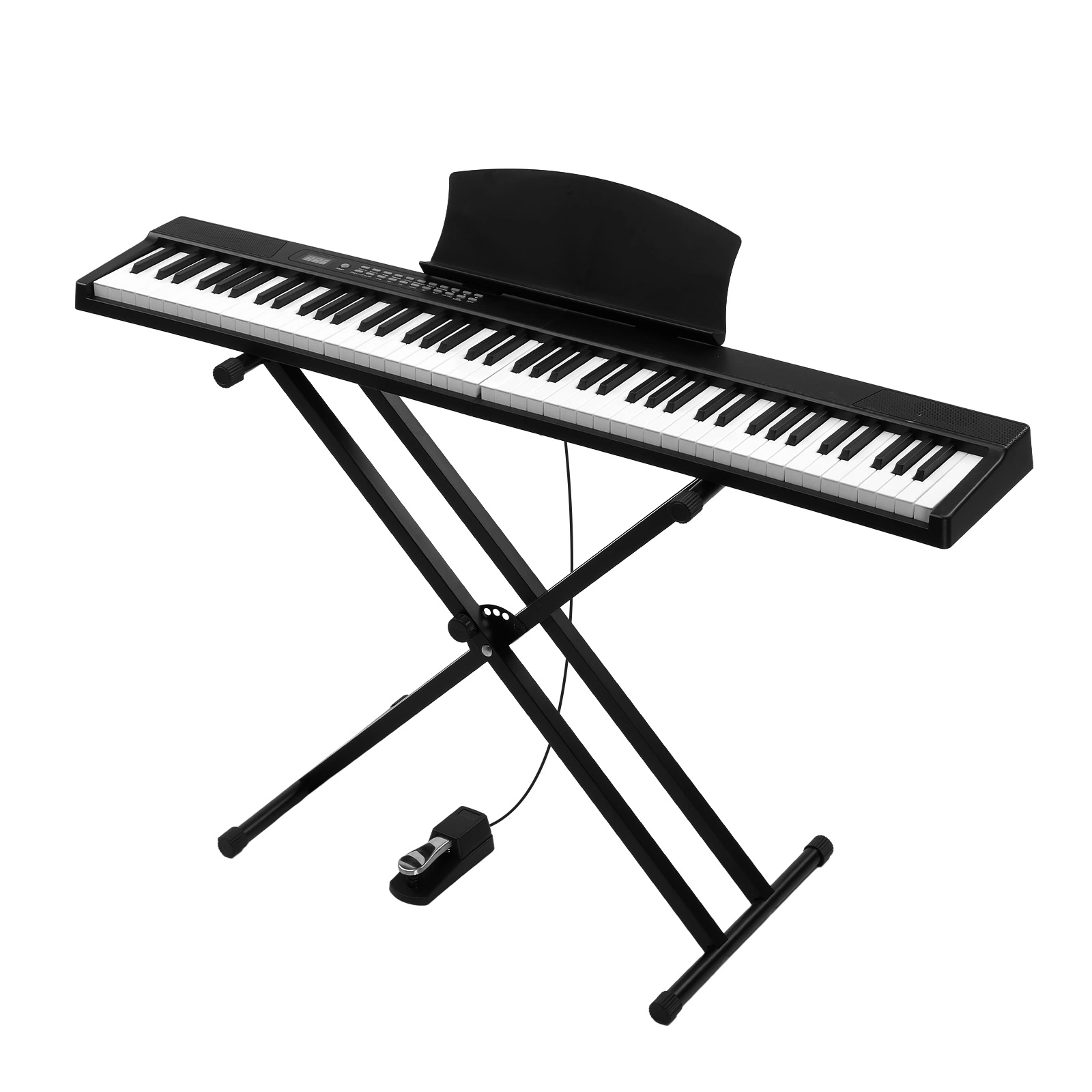 GPPS01-106 88 Key Folding Digital Piano, Semi-Weighted Standard Keyboard, Double X Stand, MIDI Bluetooth, Handbag & Headphones, Black view 2