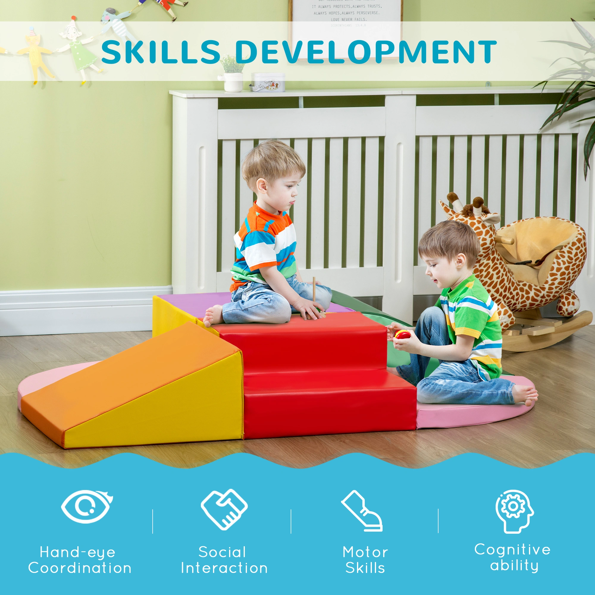 Kids Soft Play Foam Activity Set - Cushioned Play Mat for Babies Toddlers Indoor Outdoor view 3