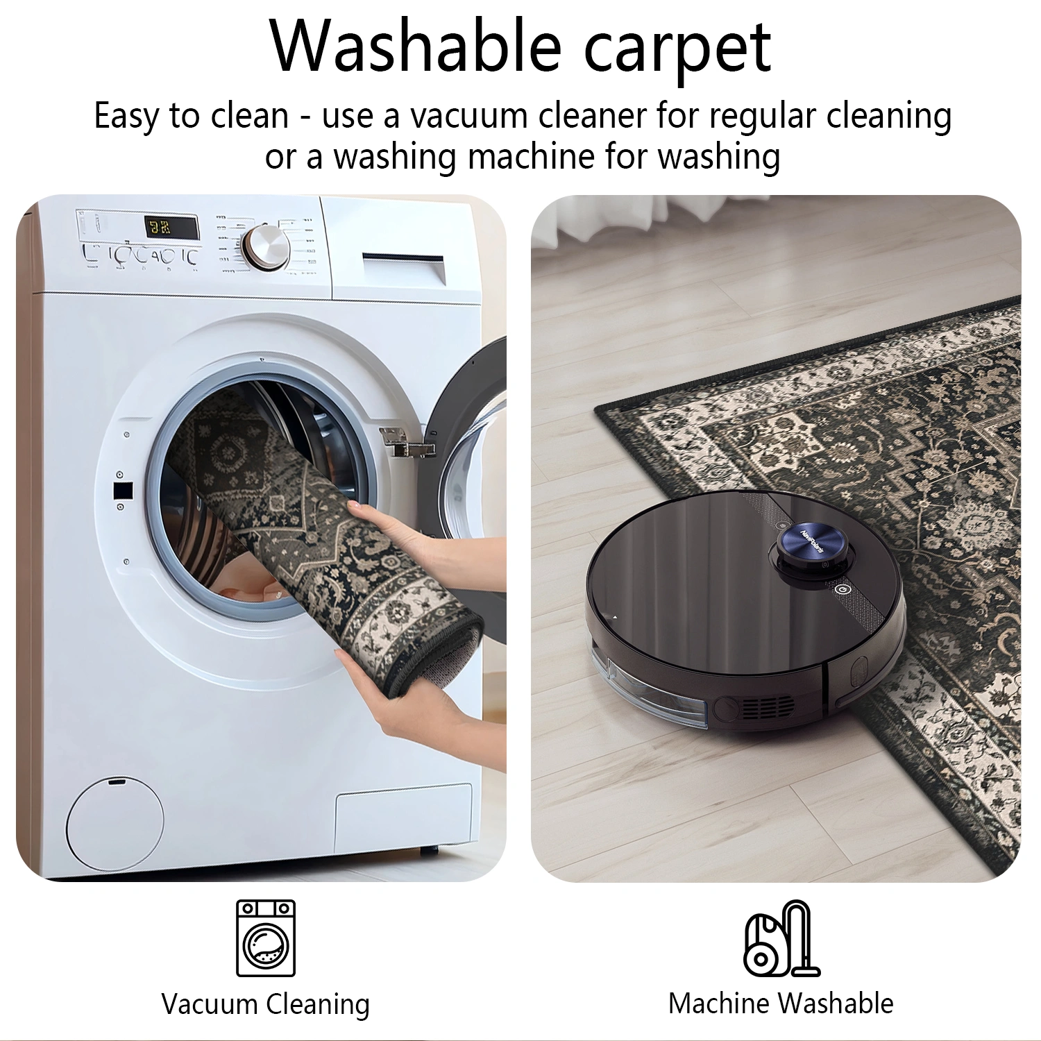 Kitchen Rug Sets of 3 Washable Boho Kitchen Rugs and Runner Carpets Non Slip Kitchen Area Rug for Laundry Room Entryway Hallway view 4