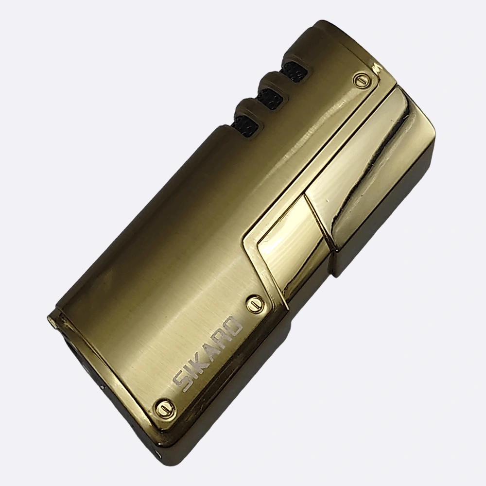 SIKARO CYCLONE Triple Torch Lighter, Gold Refillable Butane Windproof Lighter with Cigar Punch, Adjustable Flame for Cigars Cigarettes Kitchen Outdoor