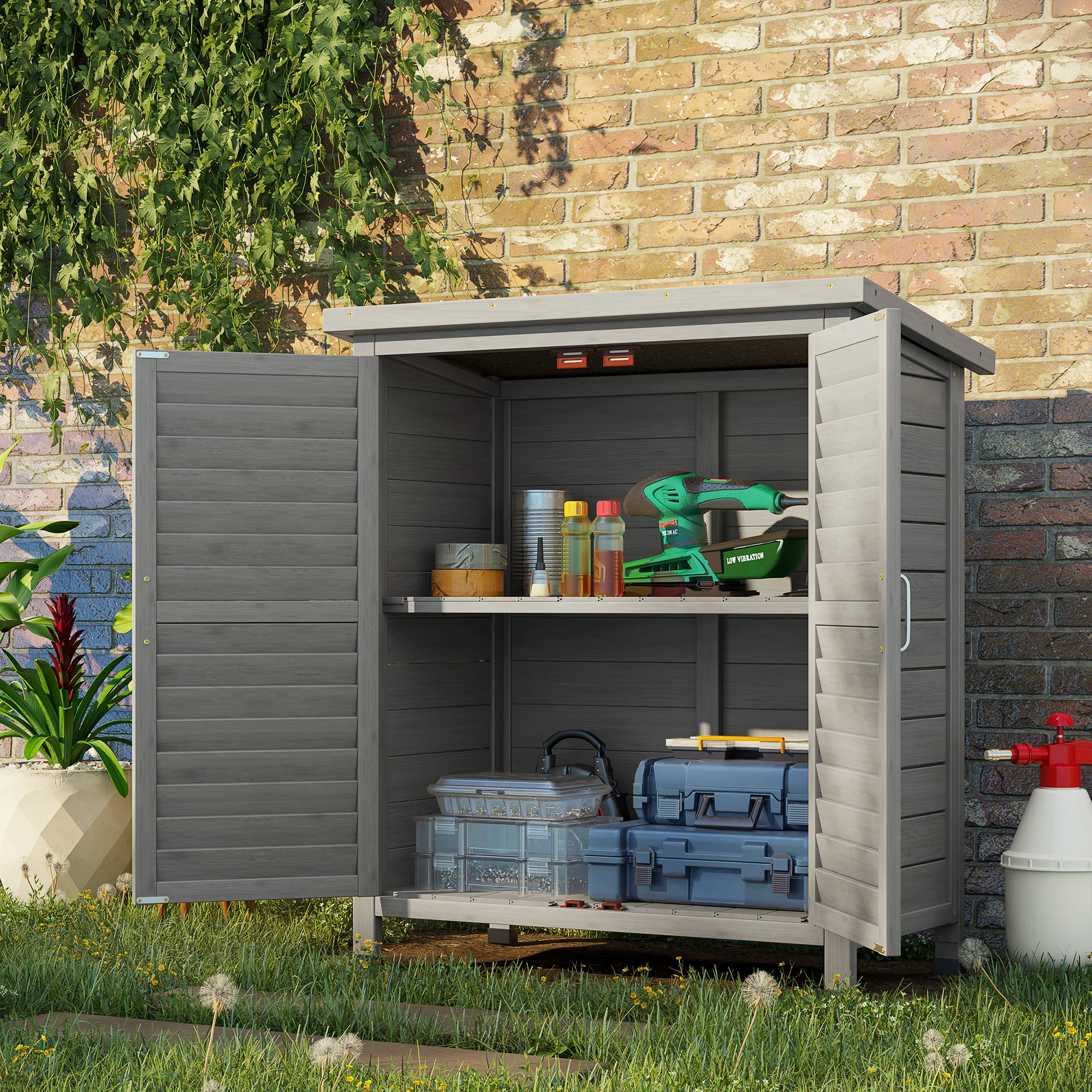Garden Storage Shed - Heavy-Duty Outdoor Shed with Double Doors, Ventilated Roof, 100% Waterproof & UV-Resistant