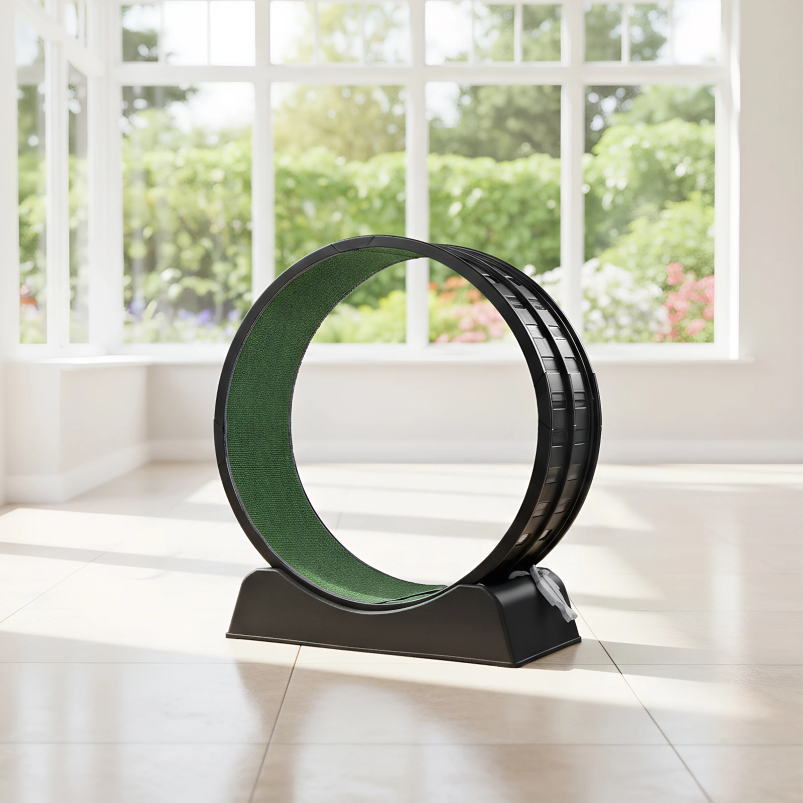 80*34*86CM Black PP track connector assembly, round shape with green carpet + 1 cat teaser stick, 15kg cat treadmill view 3