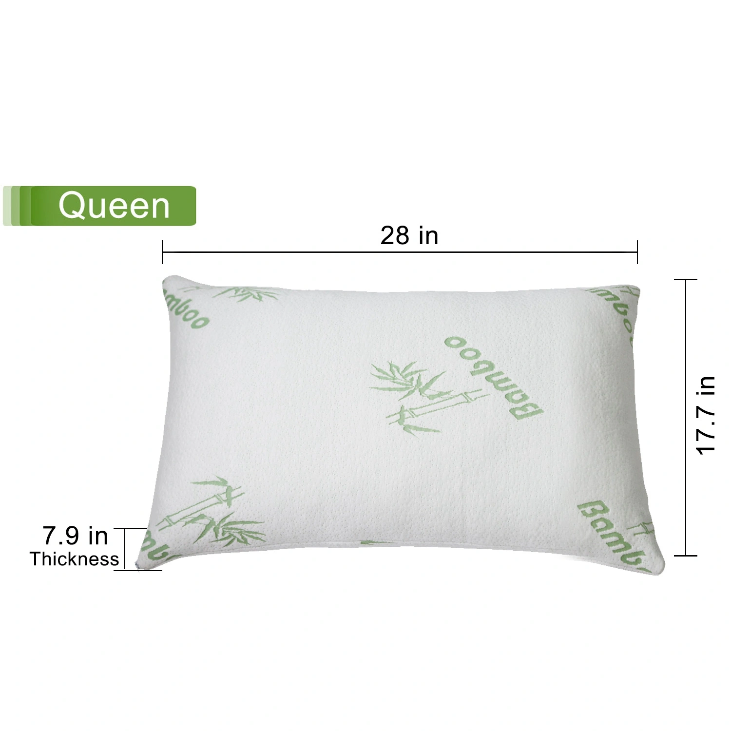 2Pcs Queen Bamboo Memory Foam Pillow Hypoallergenic Shredded Neck Head Rest Bed Pillow with Washable Cover view 9