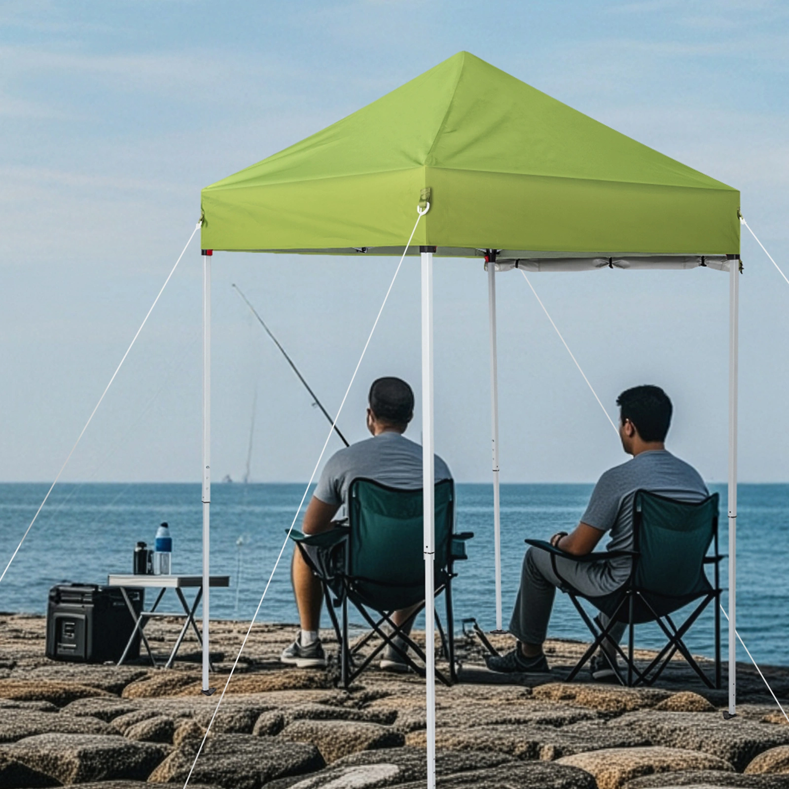 5X5FT Outdoor Canopy with 1 Sidewall Green view 15