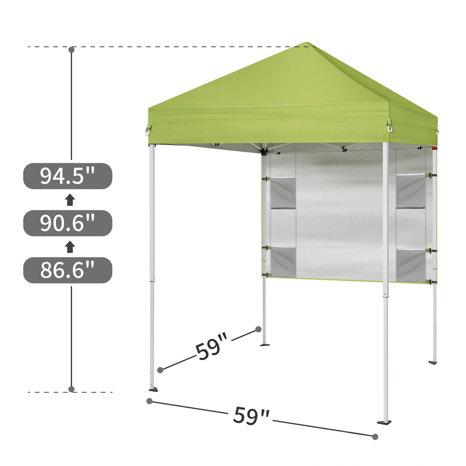 5X5FT Outdoor Canopy with 1 Sidewall Green view 7