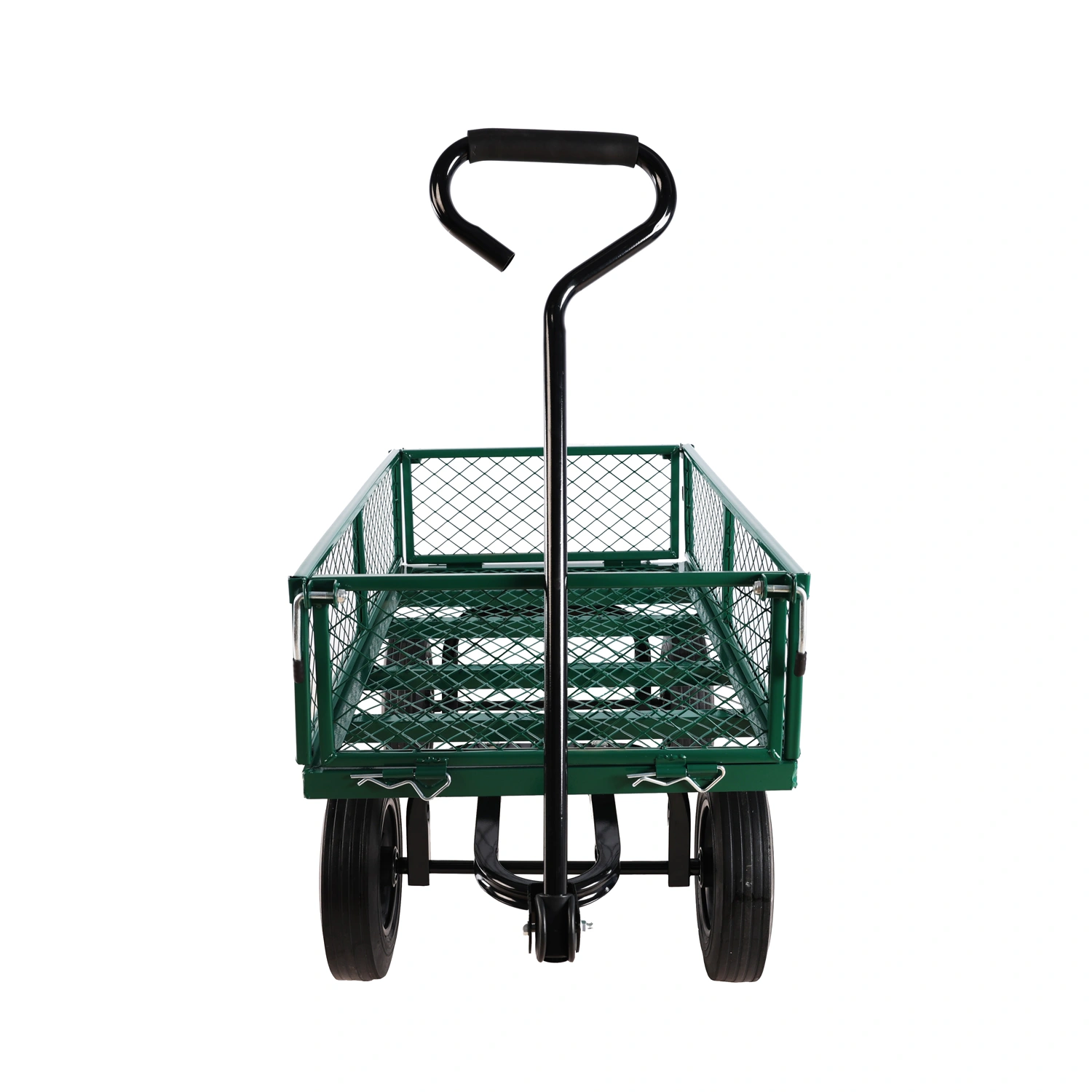 Green Solid Wheels Utility Wagon Cart - Heavy Duty Garden Tool & Firewood Transport Cart with Wheels view 5