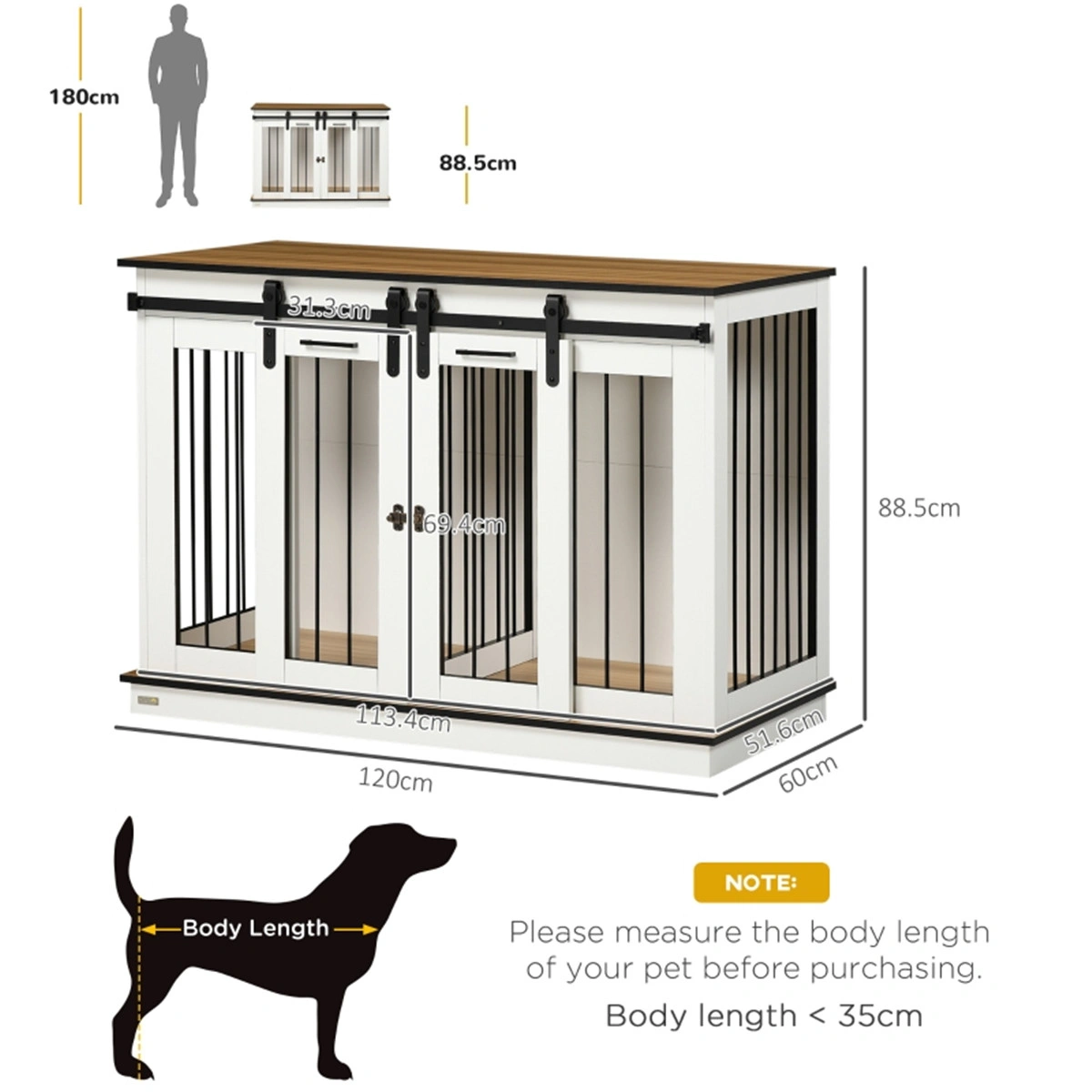 36" Medium Wire Dog Crate, Collapsible Pet Crate with Tray, Dual Door Access, Bronze Finish view 2