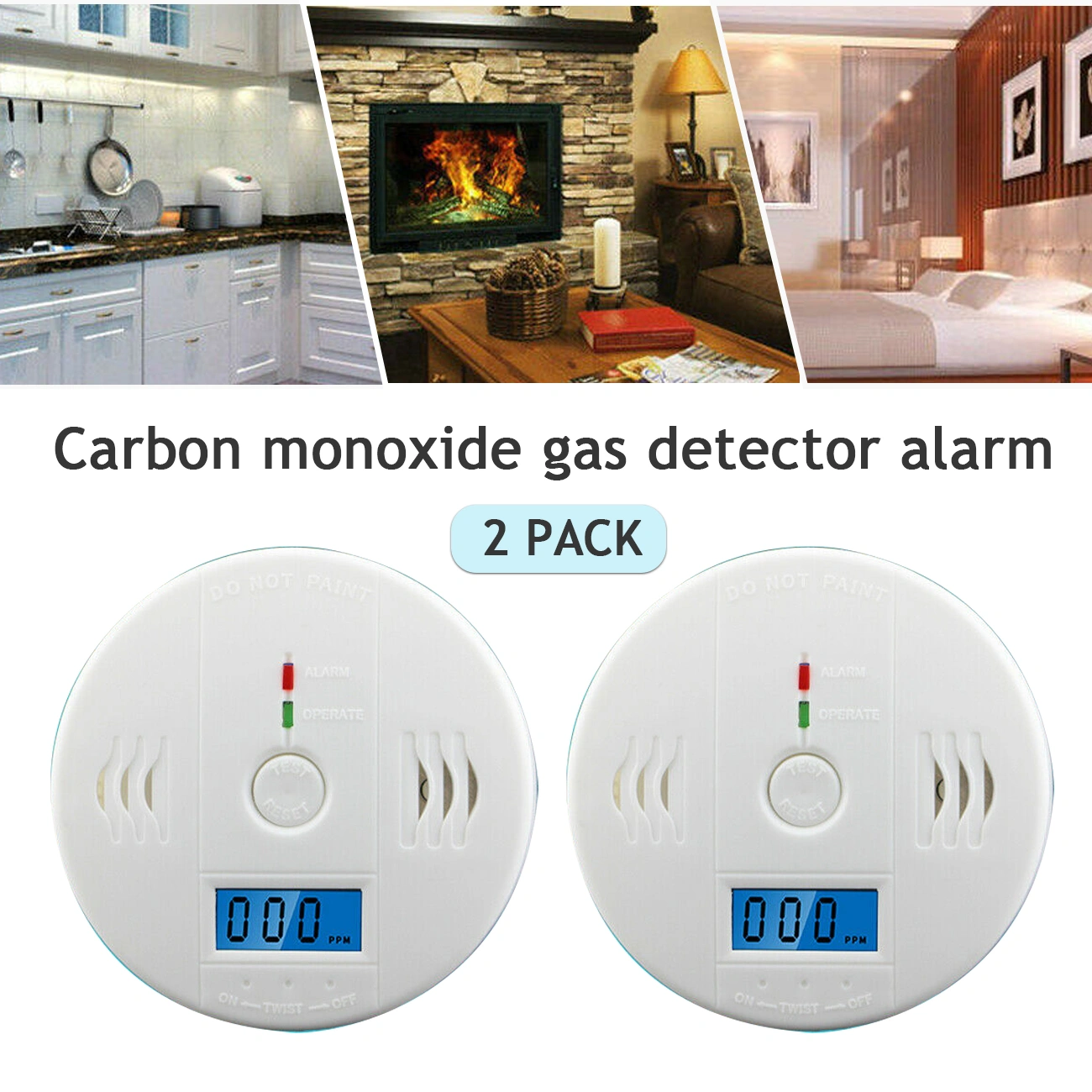 (2 Pack)LCD Display CO Carbon Monoxide Gas Detector Device Home Safety Alarm Detector (US Logistics only For USPS.TK/TMEU only For self-pickup) Platform policies vary; relevant qualifications are attached via link, please do not list products without