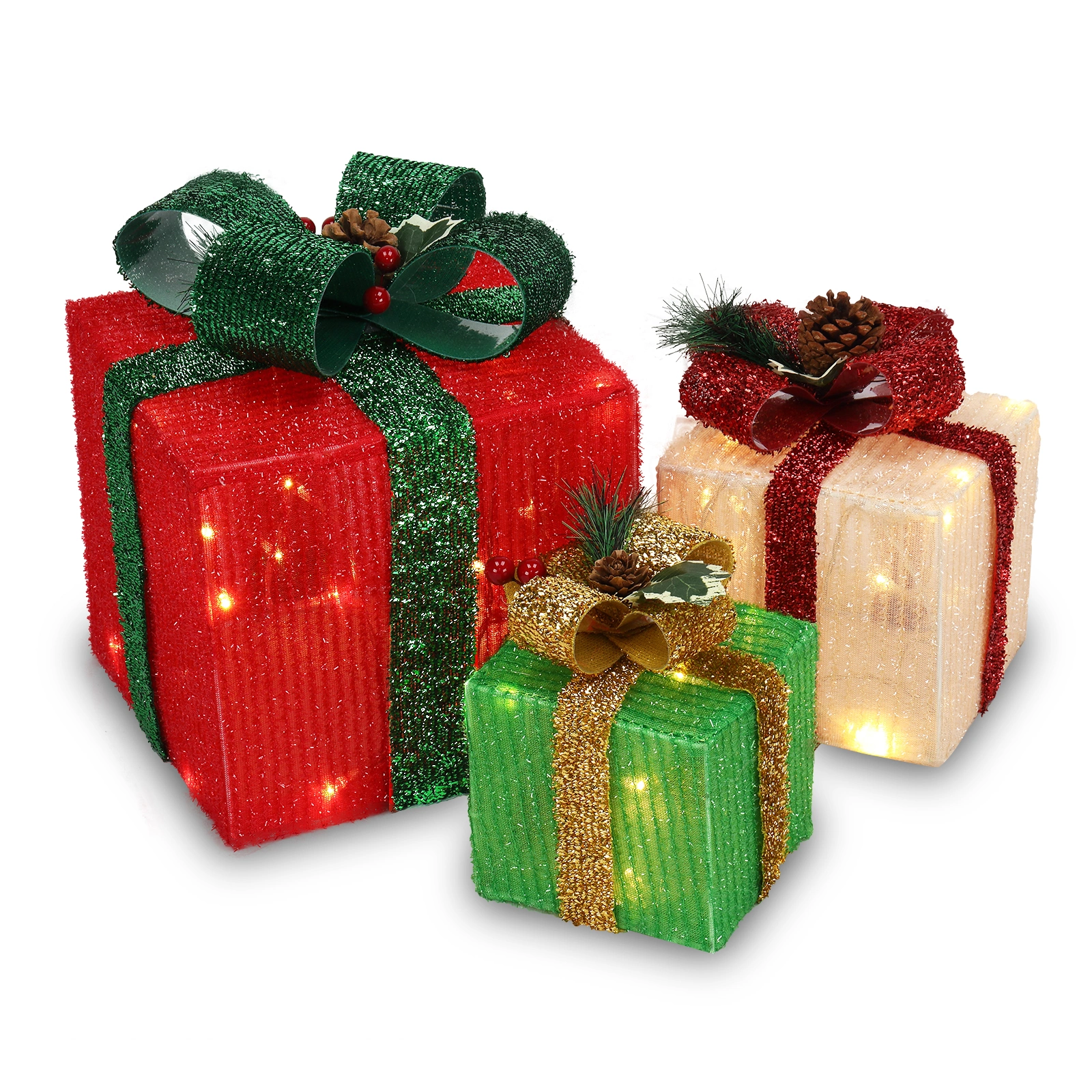 LED Light Box 60cm Warm White - ABS Plastic Frame with Onion Cloth 3-Piece Set Christmas Gift Box
