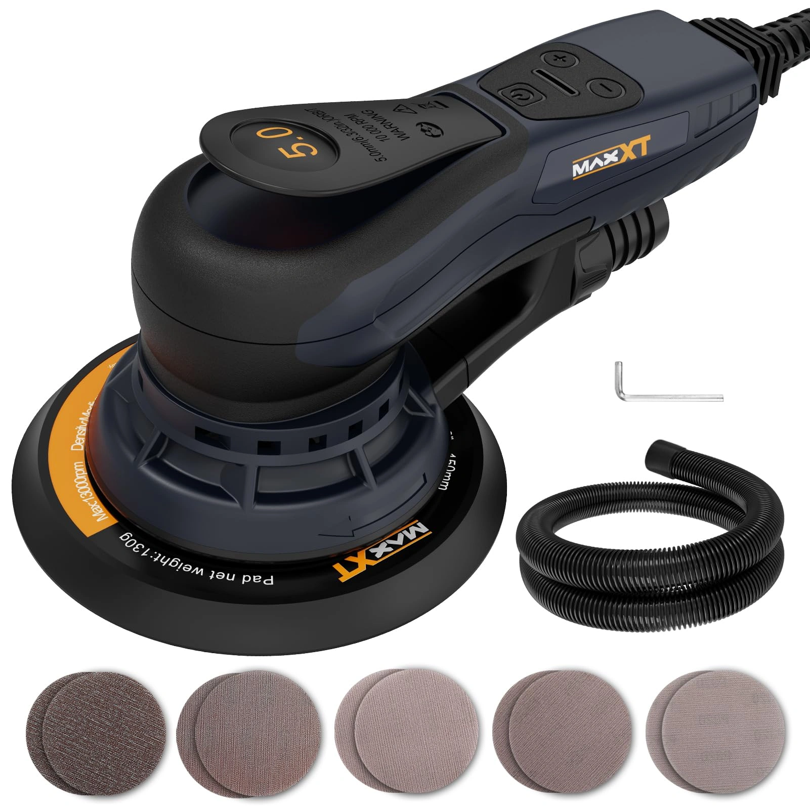 5mm Electric Random Orbital Sander Brushless 350W 3A Variable Speed Corded Sander Machine