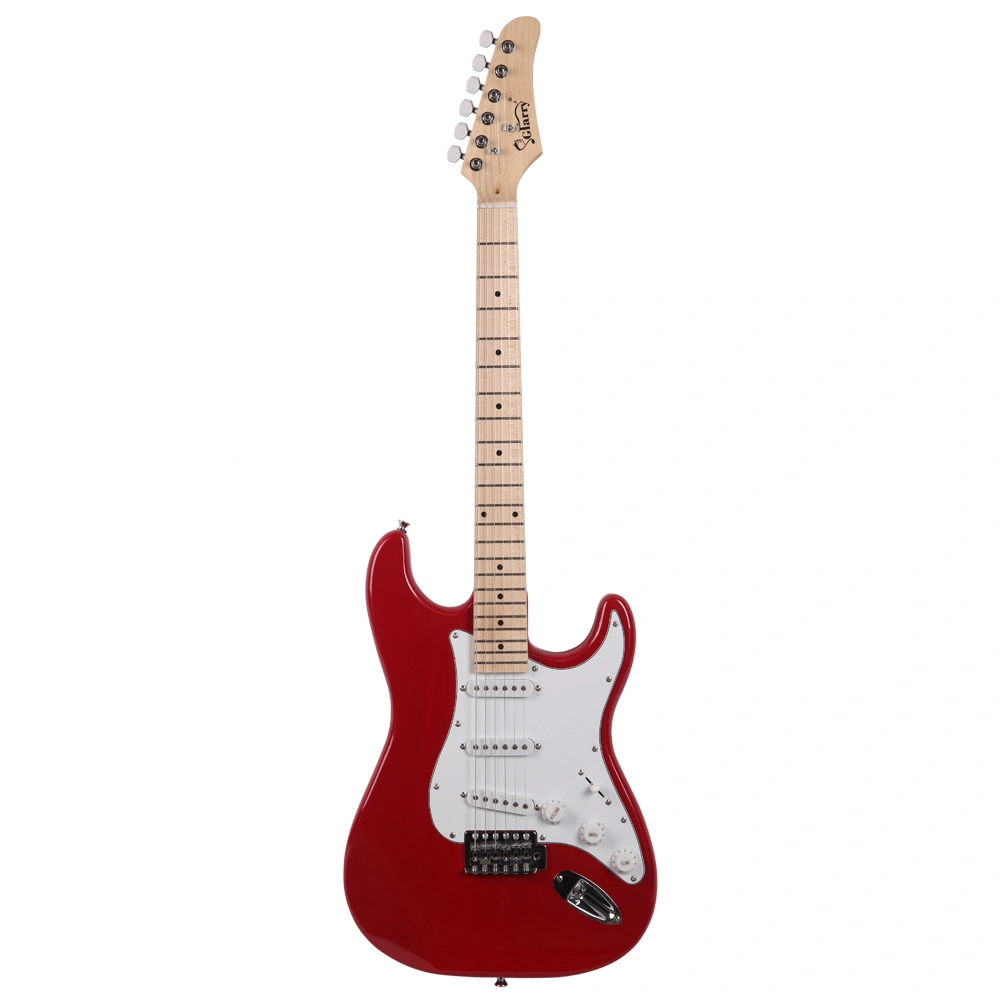 GST Red Electric Guitar Accessory Kit with Maple Fingerboard, Shoulder Strap, Picks, Whammy Bar, Cord & Wrench Tool