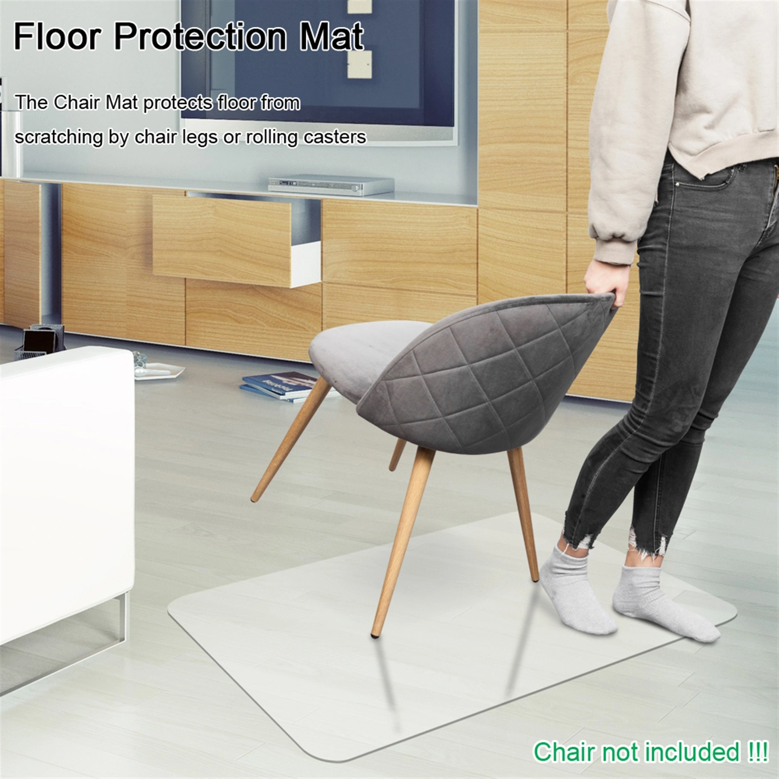 PVC Dull Polish Chair Mat Protection Floor Mat 90x120x0.2cm Rectangular view 6