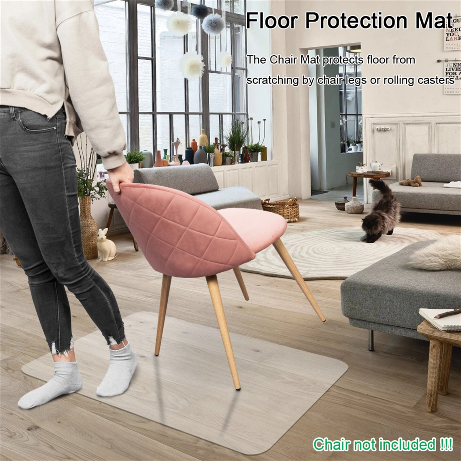 PVC Dull Polish Chair Mat Protection Floor Mat 90x120x0.2cm Rectangular view 9