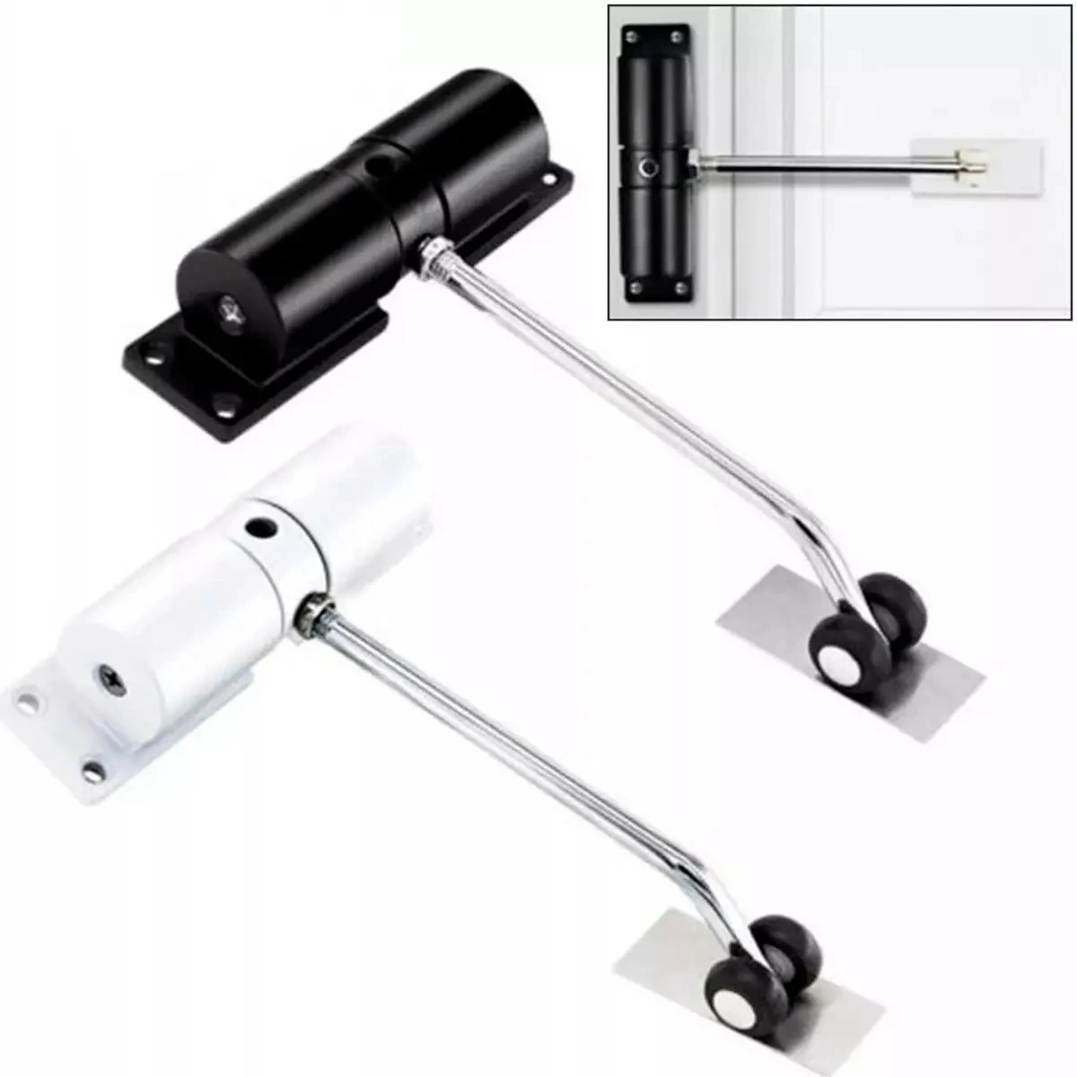 Heavy Duty Door Closer for High Usage Environments Adjustable Closing Speed Universal Fit Black