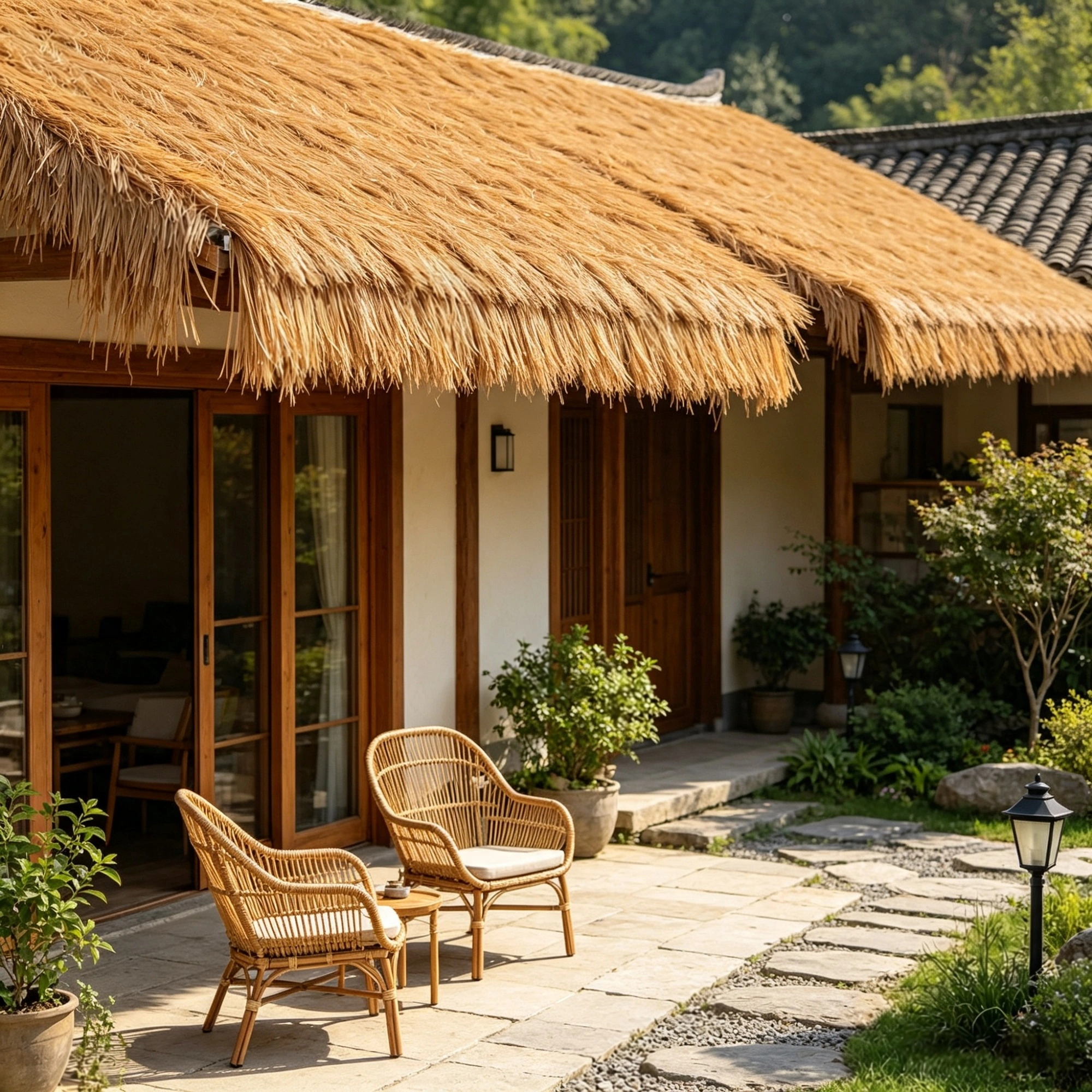 1.6 x 16.4 ft Artificial Thatch Roofing Roll, Waterproof & Fire-Resistant, for Patio, Pool & Beach Décor(Only artificial thatched roof roll) view 4