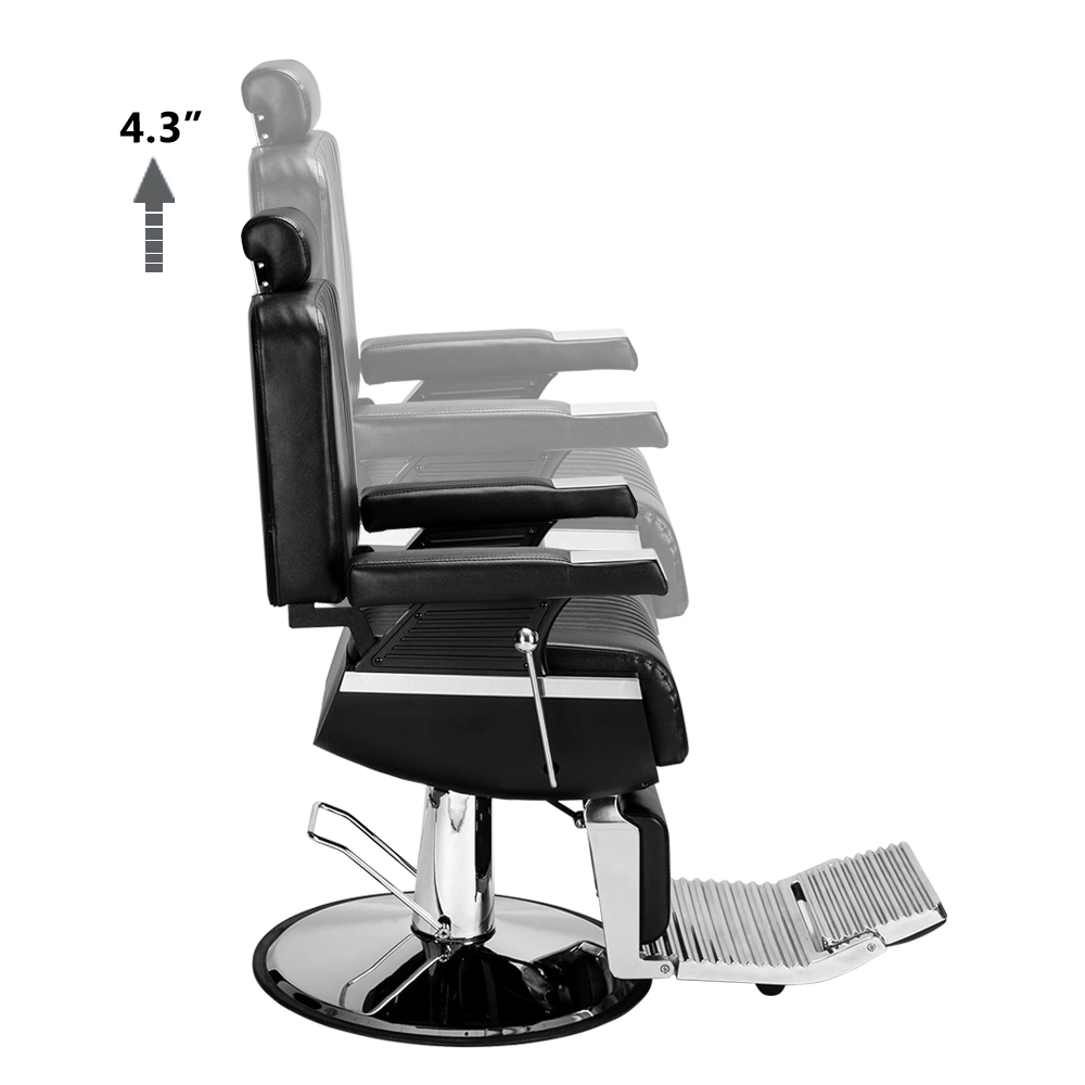 Professional Men's Hairdressing Reclining Chair, High-End Salon Styling Chair, Black view 3
