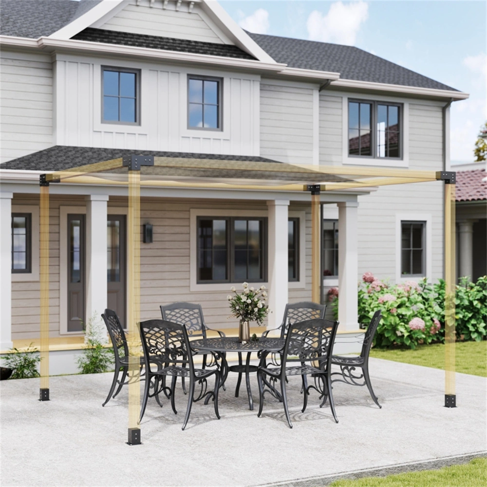 Heavy-Duty Pergola Bracket 3-Way Corner Post Base Kit - Black Metal Gazebo Frame Connector for 3.6 Inch Posts - 4 Pack - Outdoor Patio, Treethouse, Canopy Support