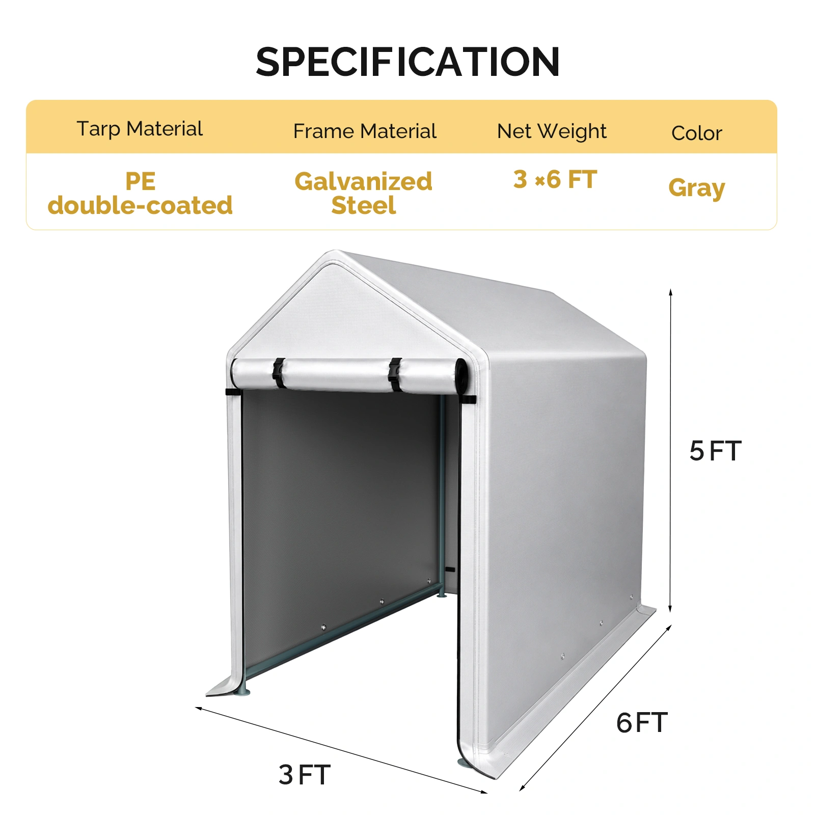 3x6 FT Storage Shed, Heavy Duty Bike Tent view 3
