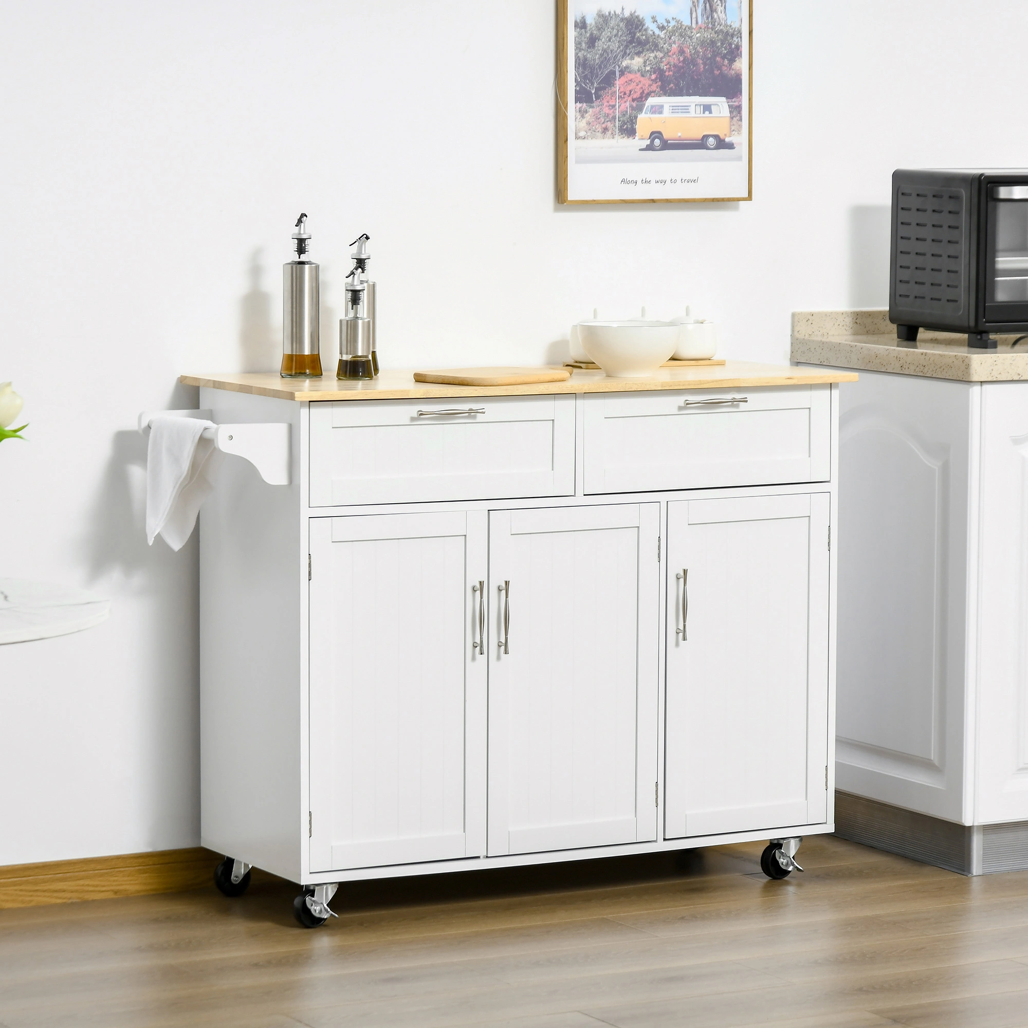 Kitchen Storage Cabinet with Doors Shelves, Solid Wood Cupboard, Multi-Function Organizer, Home Utility