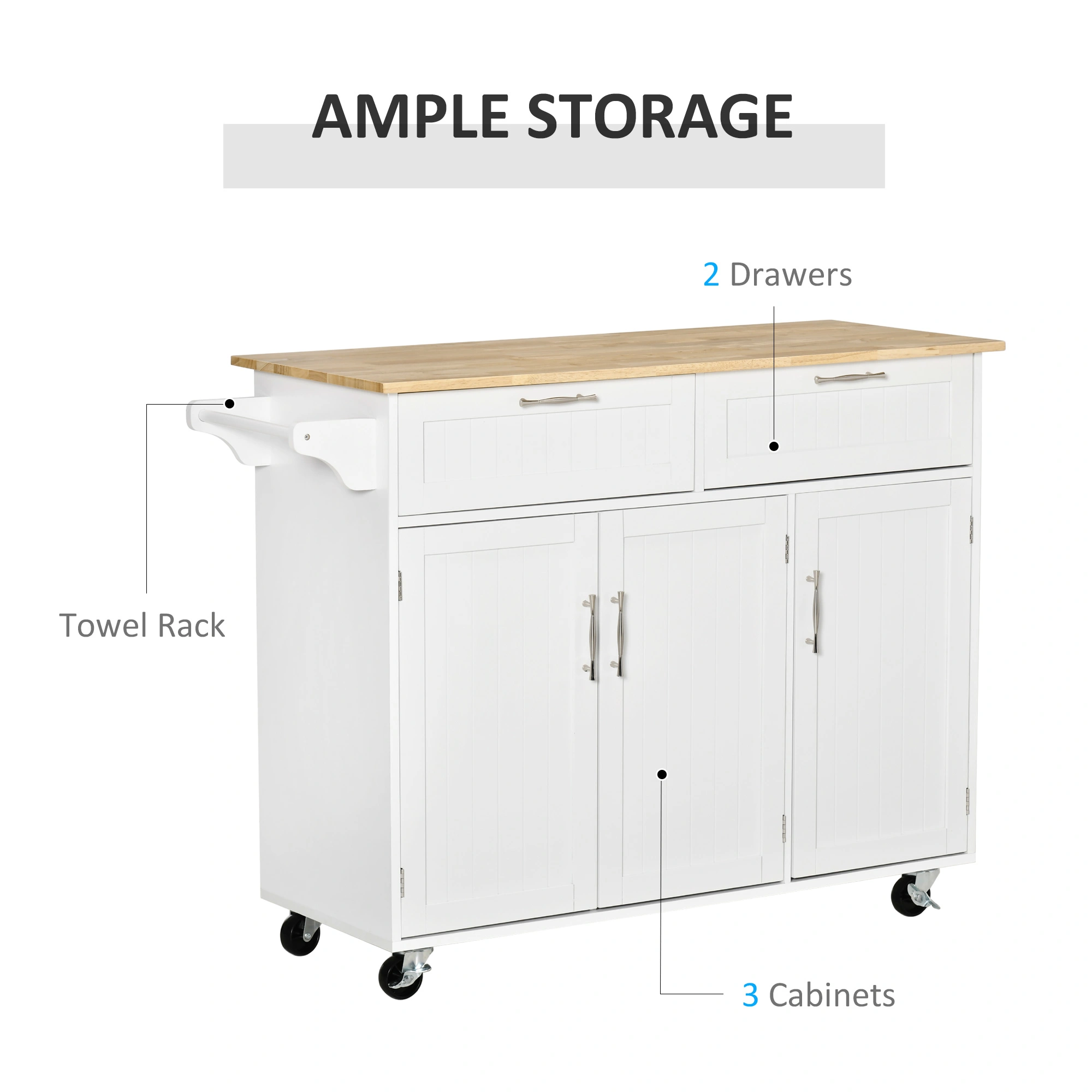 Kitchen Storage Cabinet with Doors Shelves, Solid Wood Cupboard, Multi-Function Organizer, Home Utility view 3