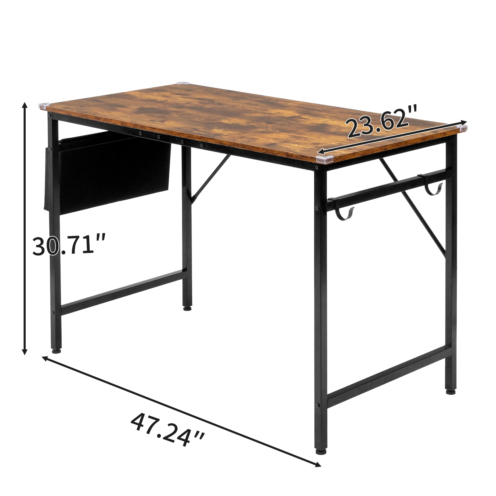 Rotten wood color SG016FD P2 particleboard + iron pipe 120cm cut-off computer desk with non-woven fabric storage view 11
