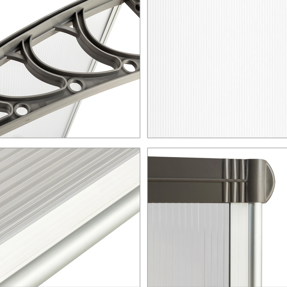 HT-120x80cm Door & Window Rain Canopy, Eaves Overhang Protector, White & Gray Bracket, Weatherproof UV Resistant Outdoor Awning view 16