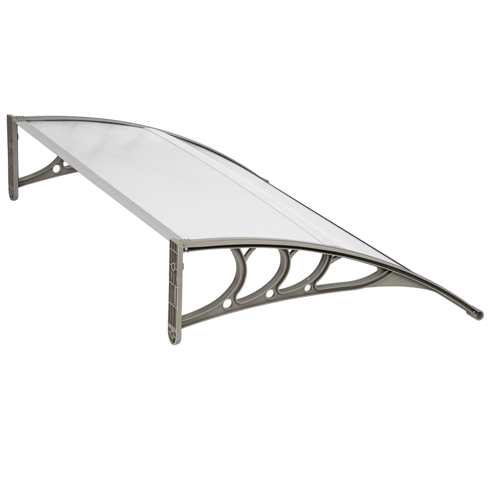 HT-120x80cm Door & Window Rain Canopy, Eaves Overhang Protector, White & Gray Bracket, Weatherproof UV Resistant Outdoor Awning view 4