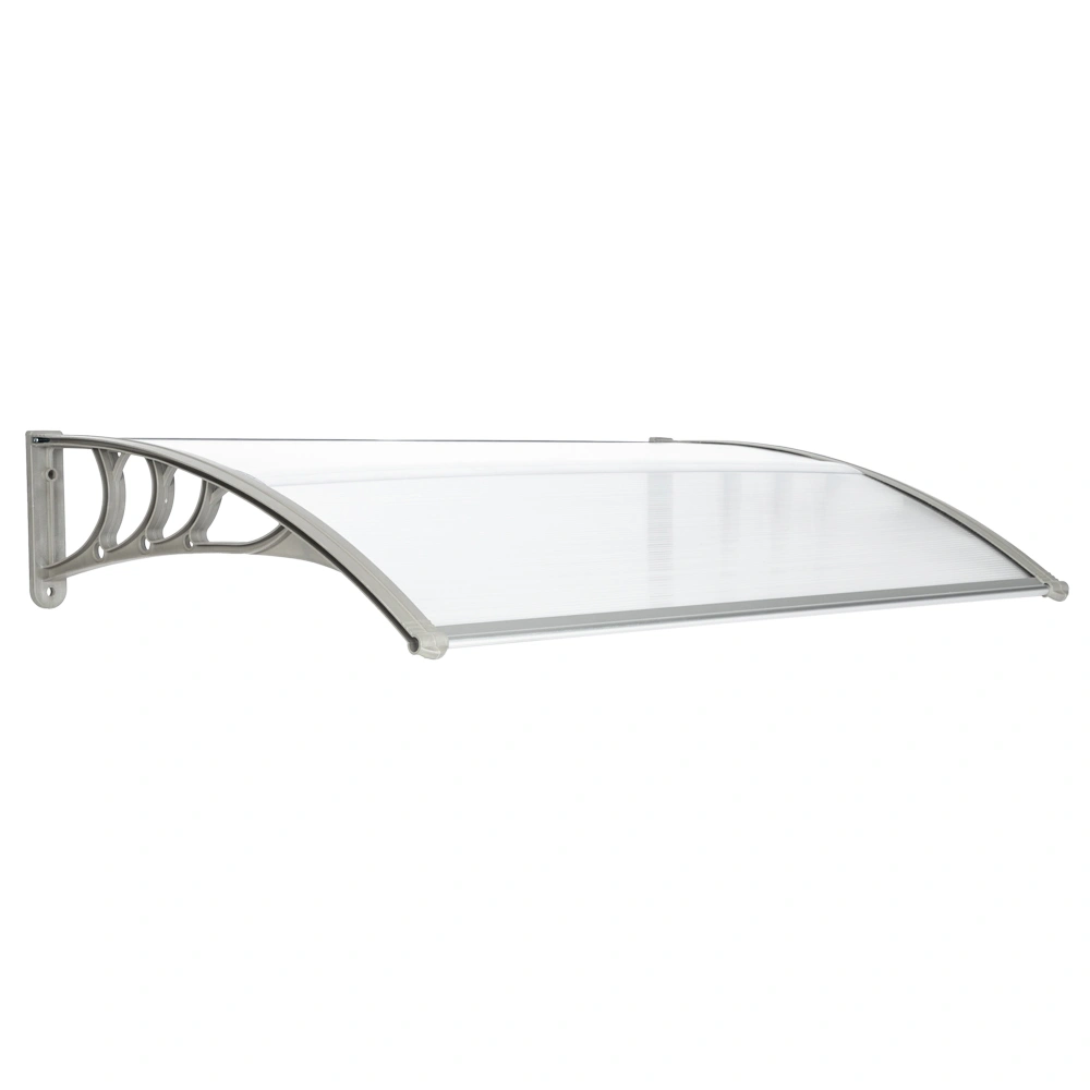 HT-120x80cm Door & Window Rain Canopy, Eaves Overhang Protector, White & Gray Bracket, Weatherproof UV Resistant Outdoor Awning view 5