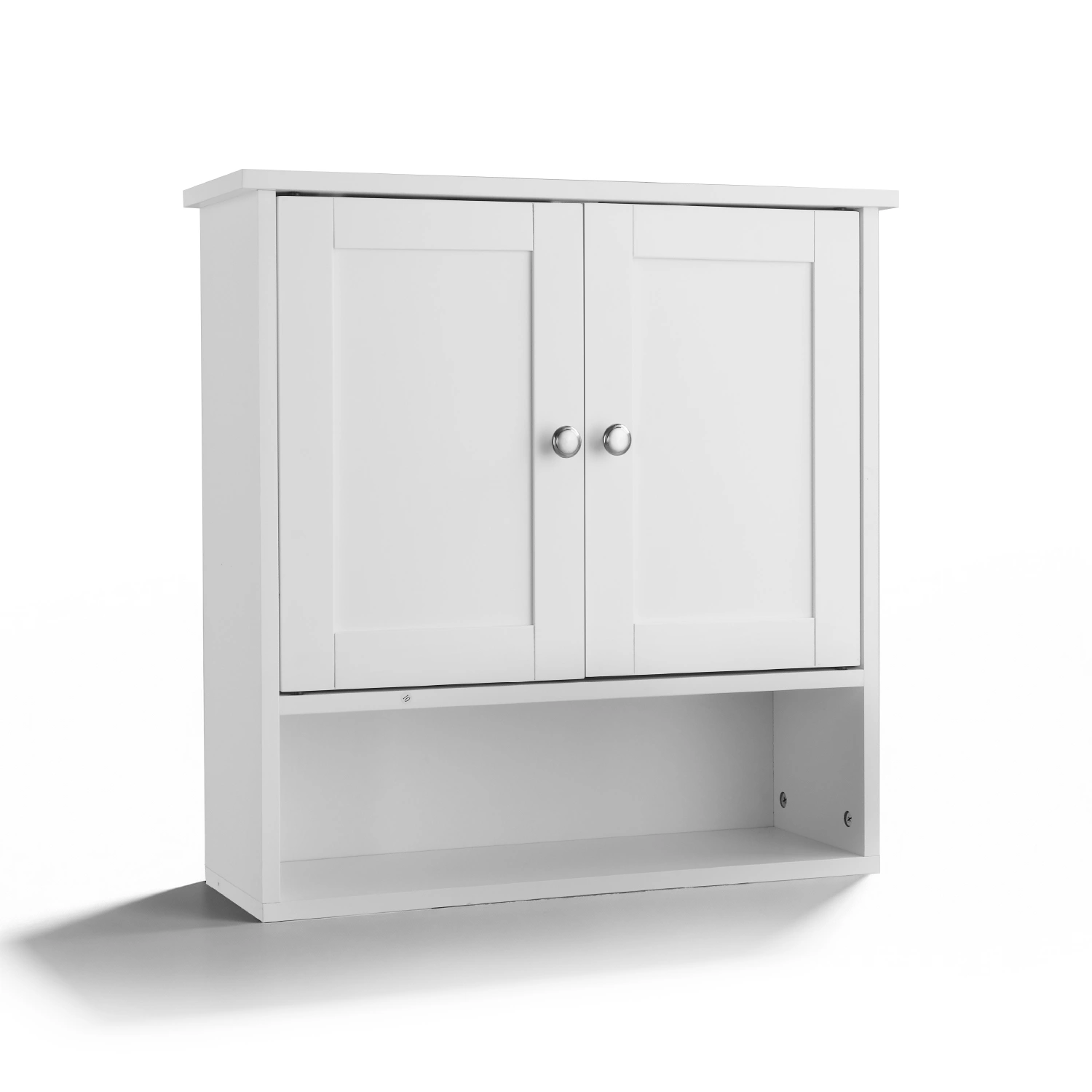 White E1 MDF Bathroom Vanity 60x20x60cm, Double Doors with Shelf, Painted Finish view 2