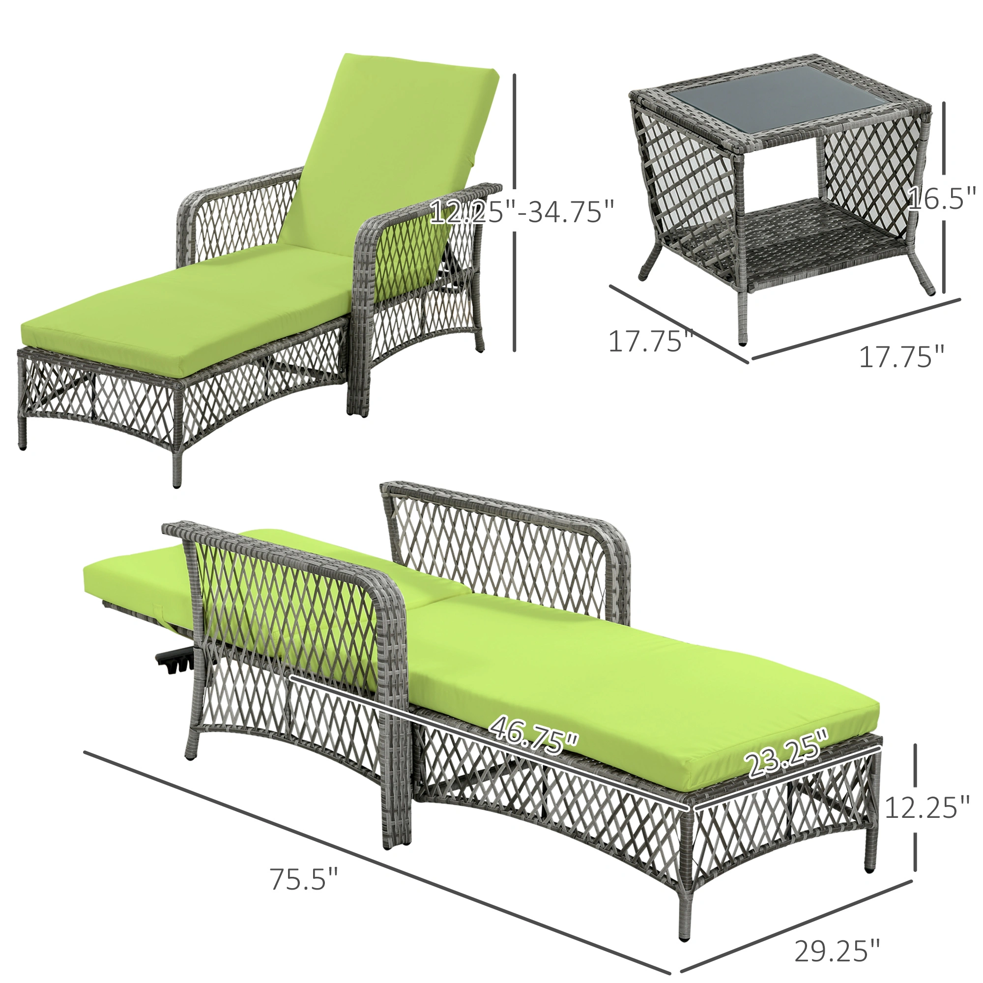 Folding Rocking Lounge Chair Outdoor Indoor Recliner Chair with Cushion Pad Adjustable Backrest Portable Foldable Frame view 2