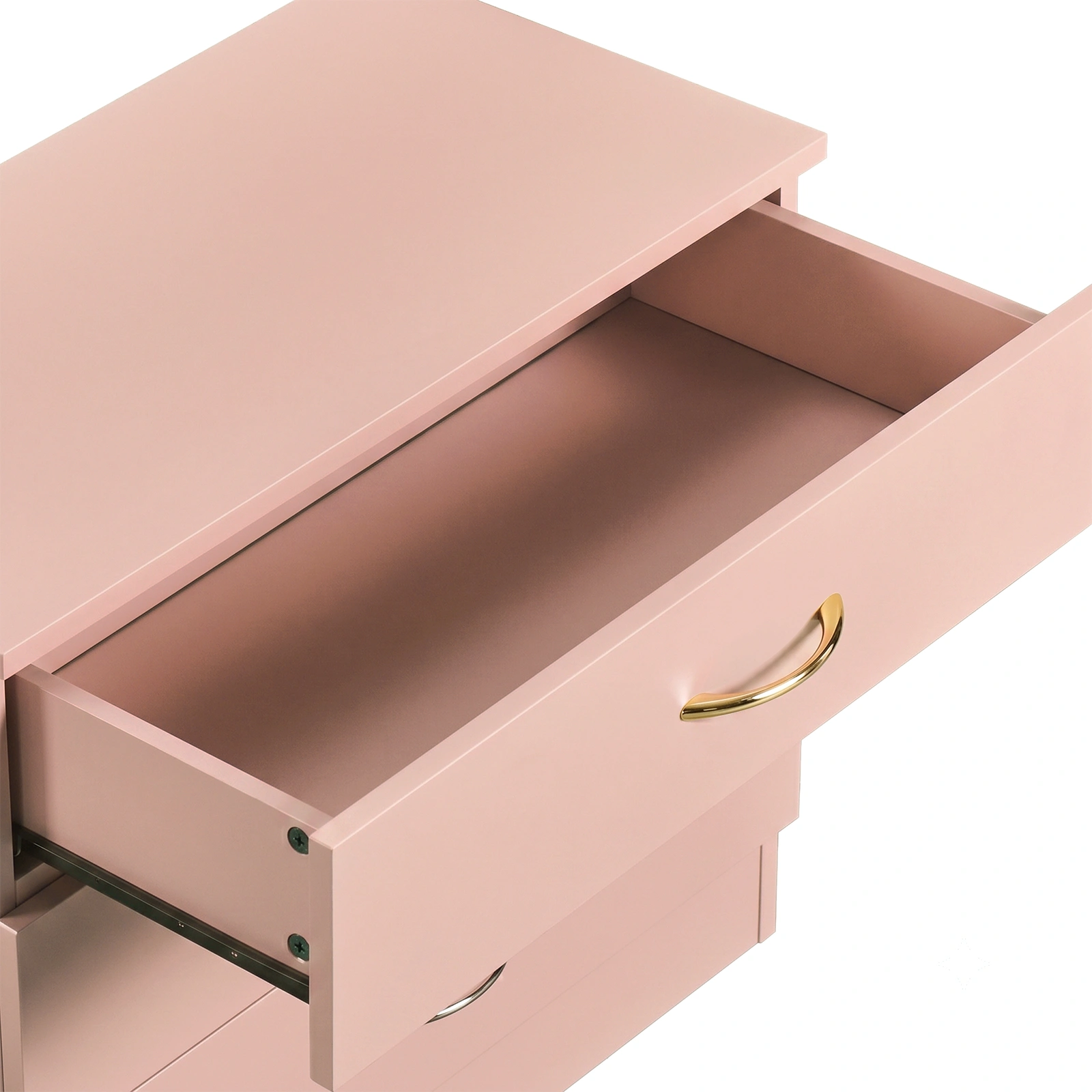 3-Drawer Chest with Faux Rose Gold Handles Drawer Dresser 25.98*12.99*22.05in Pink view 8