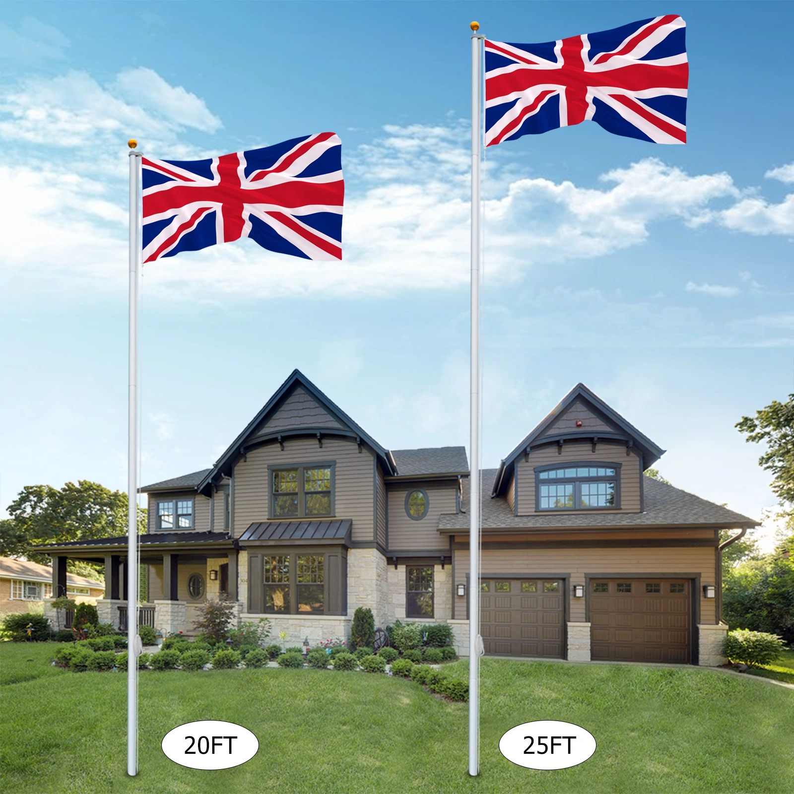 Aluminum Alloy Splicing Flagpole 5.1×5.1×600cm Adjustable Retractable Outdoor Courtyard Garden Flag Pole view 12