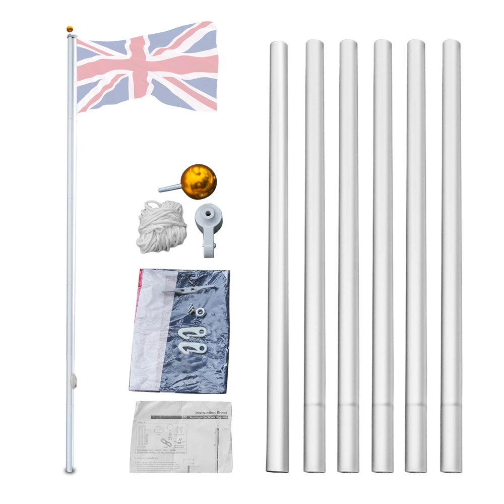 Aluminum Alloy Splicing Flagpole 5.1×5.1×600cm Adjustable Retractable Outdoor Courtyard Garden Flag Pole view 2