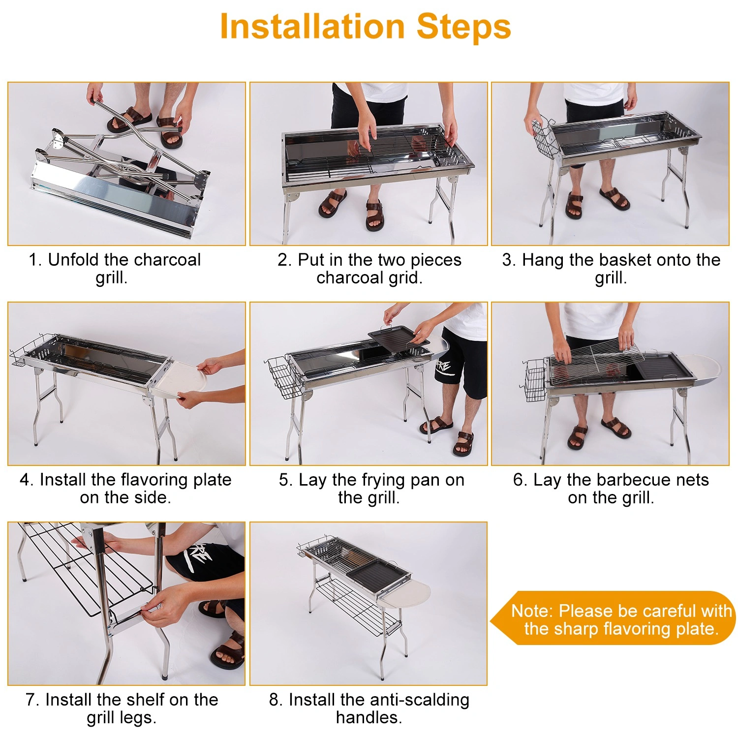 16.7x10x17.7in Portable Charcoal Grill Foldable BBQ Suitcase Grill Shelf For Outdoor Camping Picnics Garden Grilling view 4