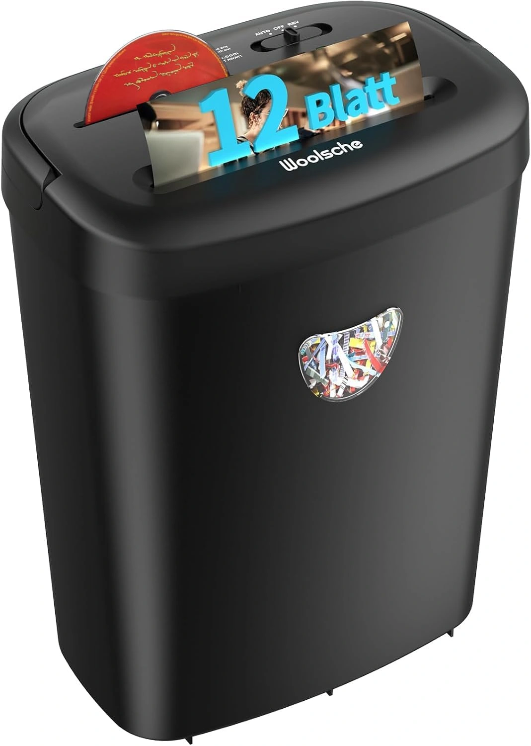Cross-Cut Paper Shredder 12 Sheets/CD/Credit Cards/Clips - 25L Waste Bin Office Shredder FBA